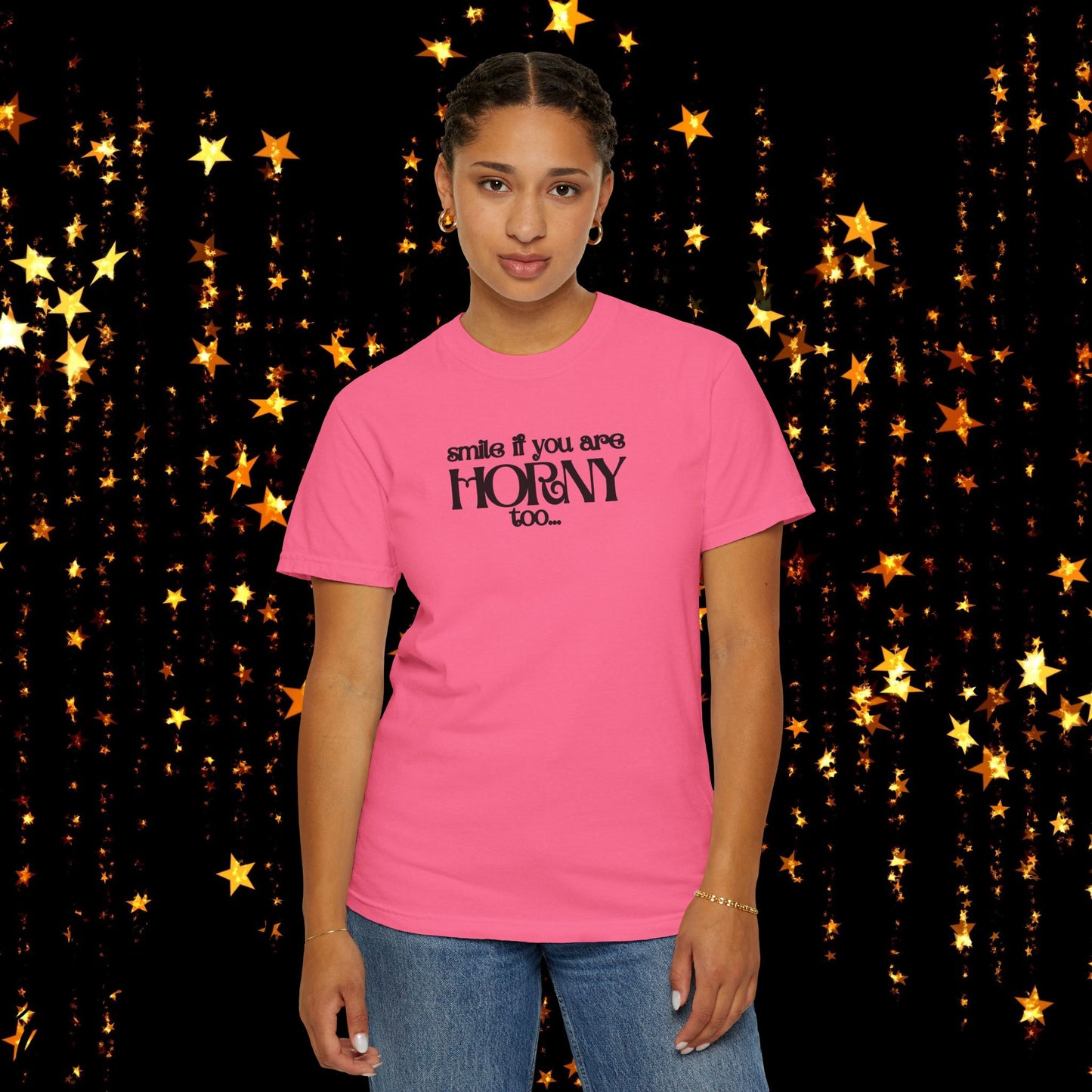 Smile If You Are Horny Too Naughty Women's Shirt – Fun Wife Gift, Offensive Comfort Colors NSFW T-Shirt, Dirty Joke Tee, Rude Ladies Top