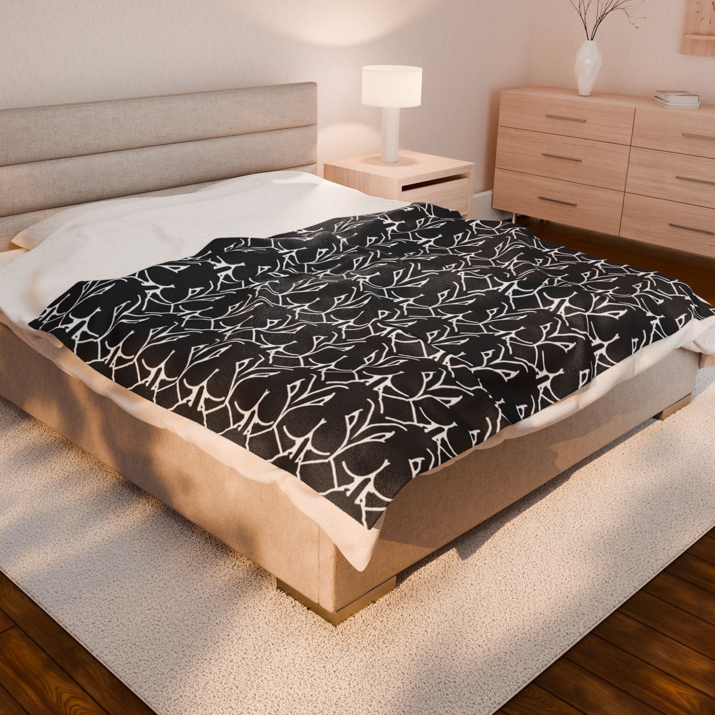 POV Doggie Style Black & White Beach Blanket | Adult NSFW Velveteen Plush Blanket