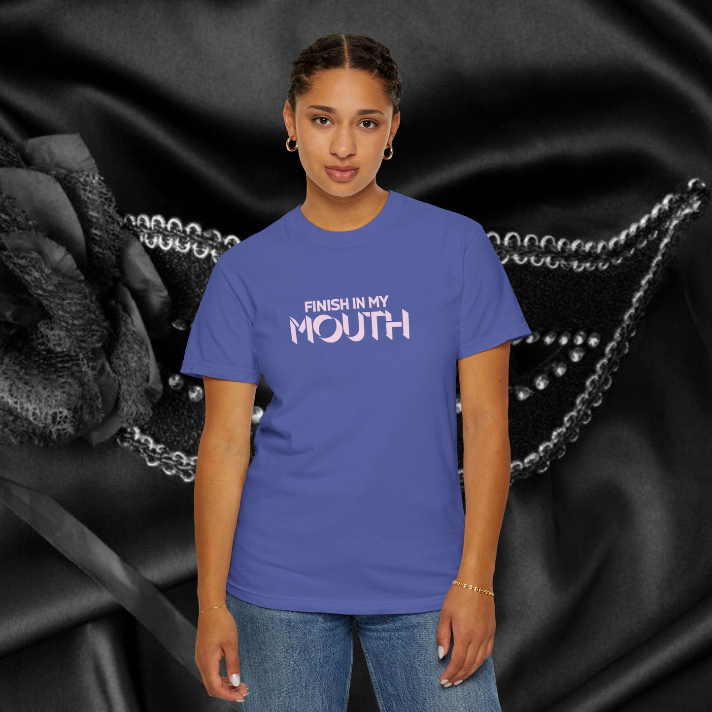 Naughty Shirt – Finish in My Mouth Offensive Hot Wife T-Shirt, NSFW Comfort Colors Pepper Tee