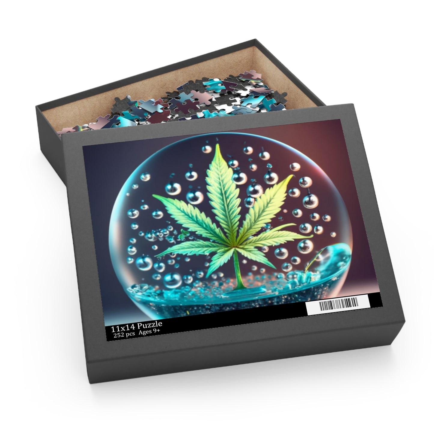 Couch Trip Puzzle – Dreamy Bubble Art with Leaf in Glass Orb | Funny Trippy Jigsaw Gift for Adults