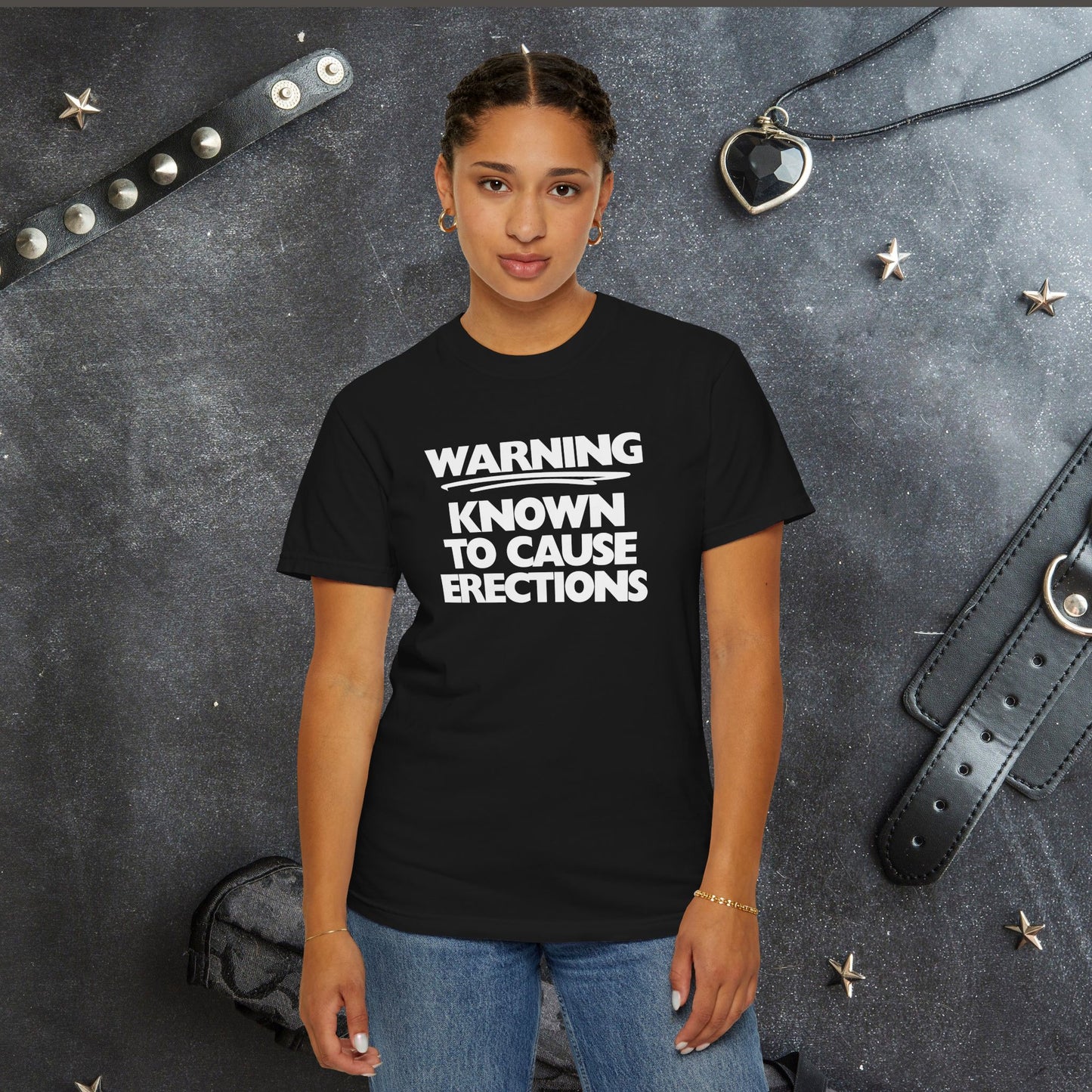 Naughty Shirt – WARNING Known to Cause Erections Adult Garment-Dyed Comfort Colors Tee