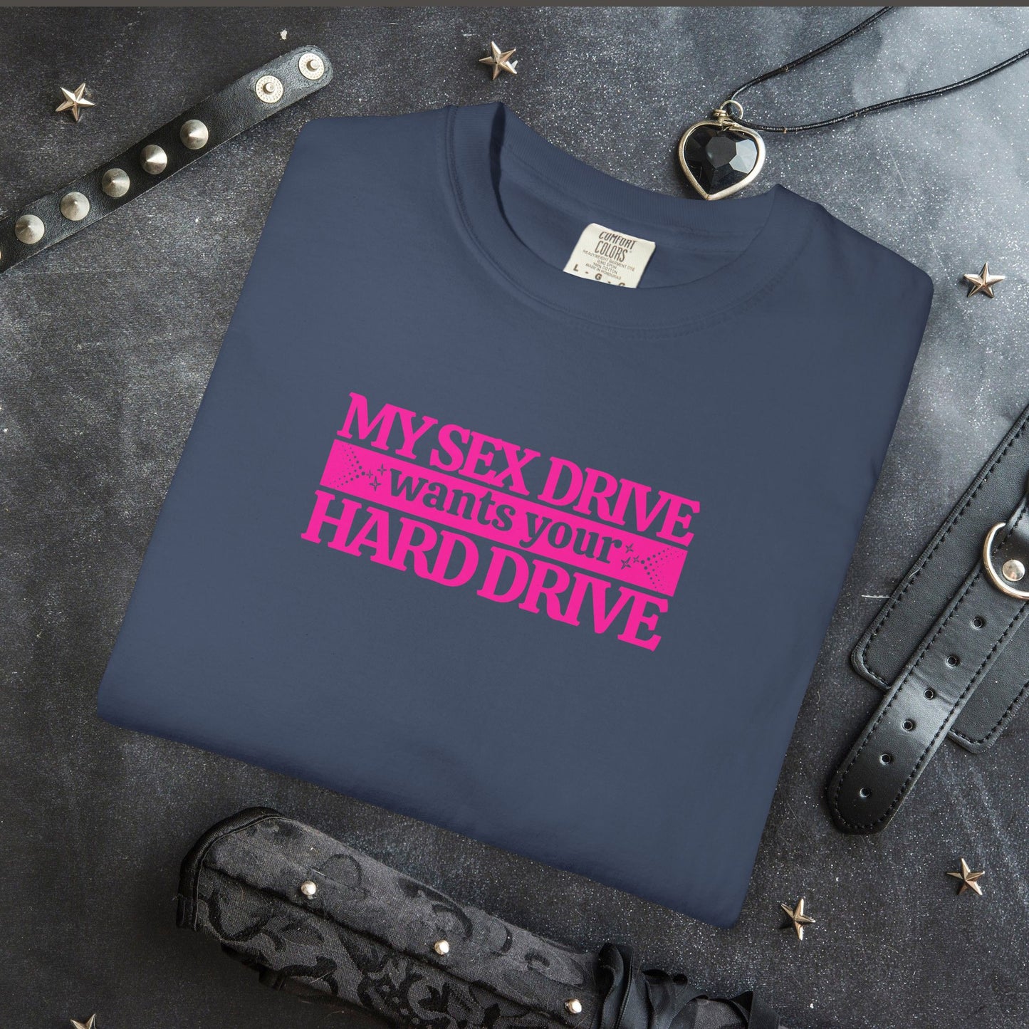 My Sex Drive Wants Your Hard Drive Naughty Women's Shirt – Suggestive Tee, Funny Gift, Sexy Apparel, Playful Party T-Shirt