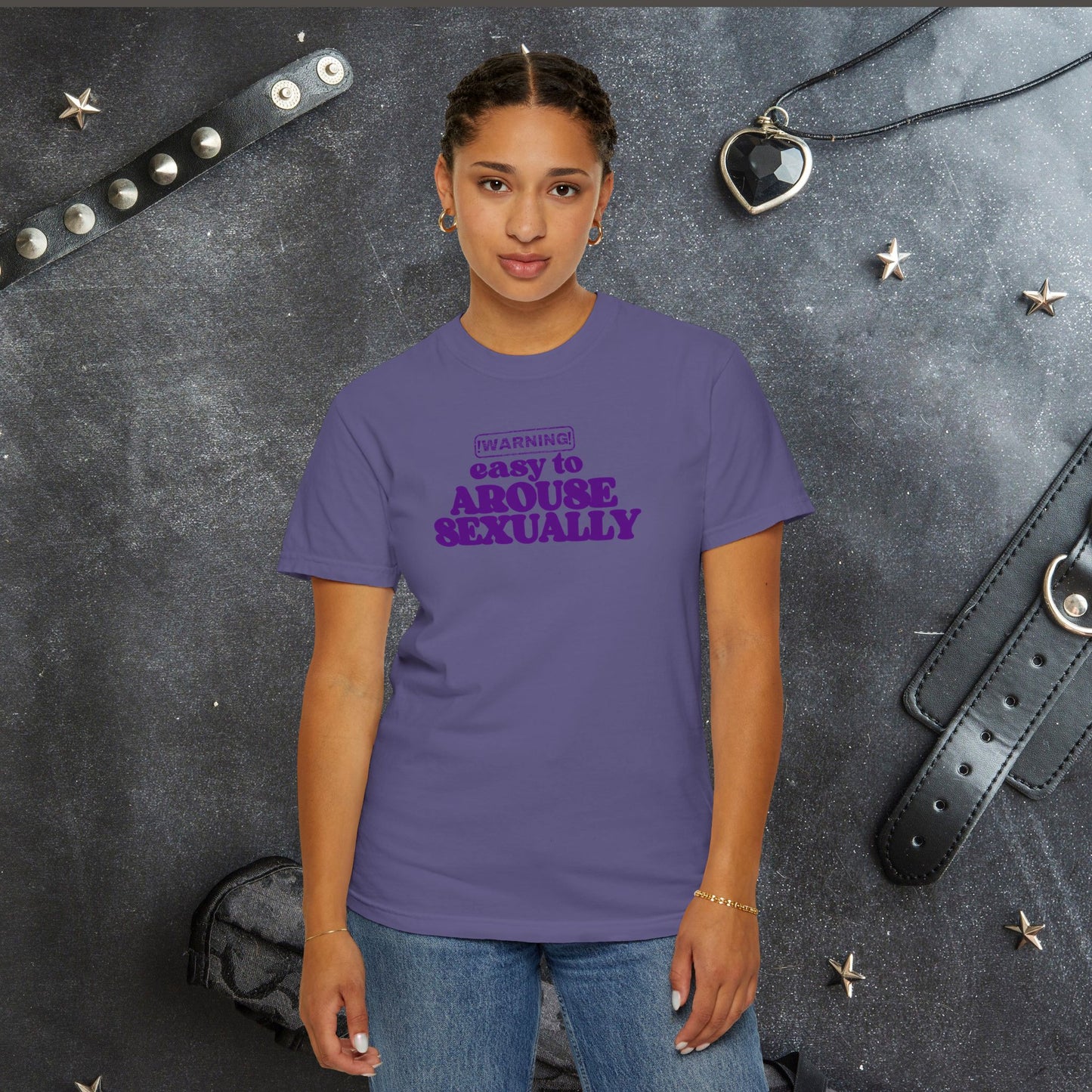 Naughty Girl Sexy T-Shirt – Comfort Colors Hot Wife Tee, Inappropriate NSFW Party Top, Easy to Arouse Unisex Garment-Dyed Shirt