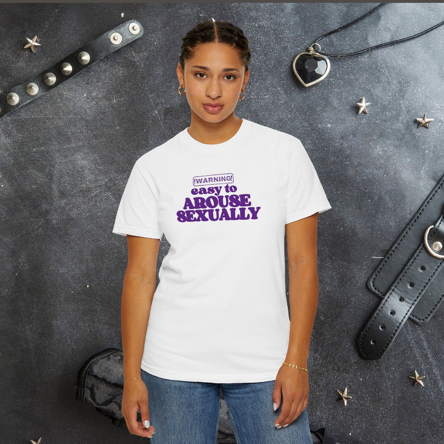 Naughty Girl Sexy T-Shirt – Comfort Colors Hot Wife Tee, Inappropriate NSFW Party Top, Easy to Arouse Unisex Garment-Dyed Shirt