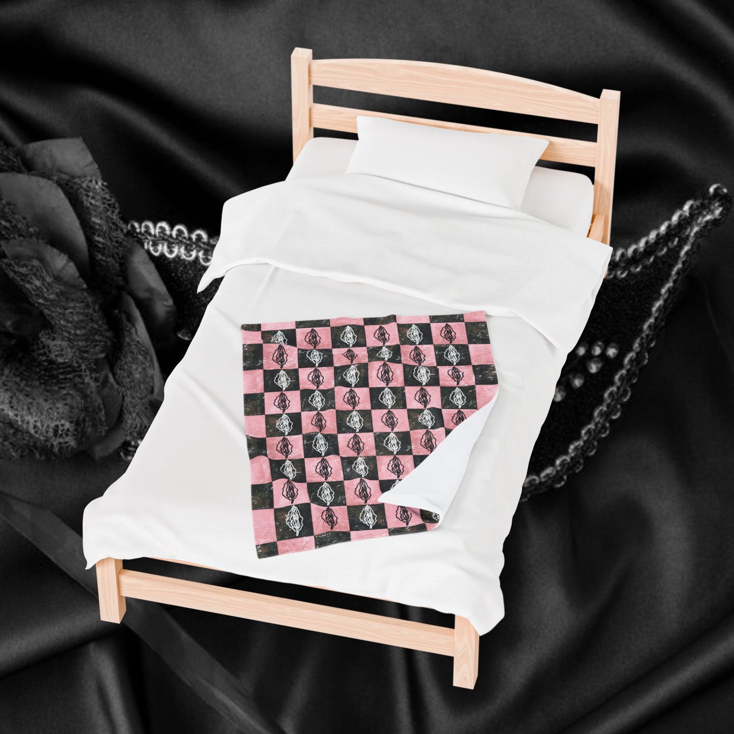 Vintage Style Female Sex Print Blanket, Sexy Feminist gift, Lesbian Bachelorette Gift idea