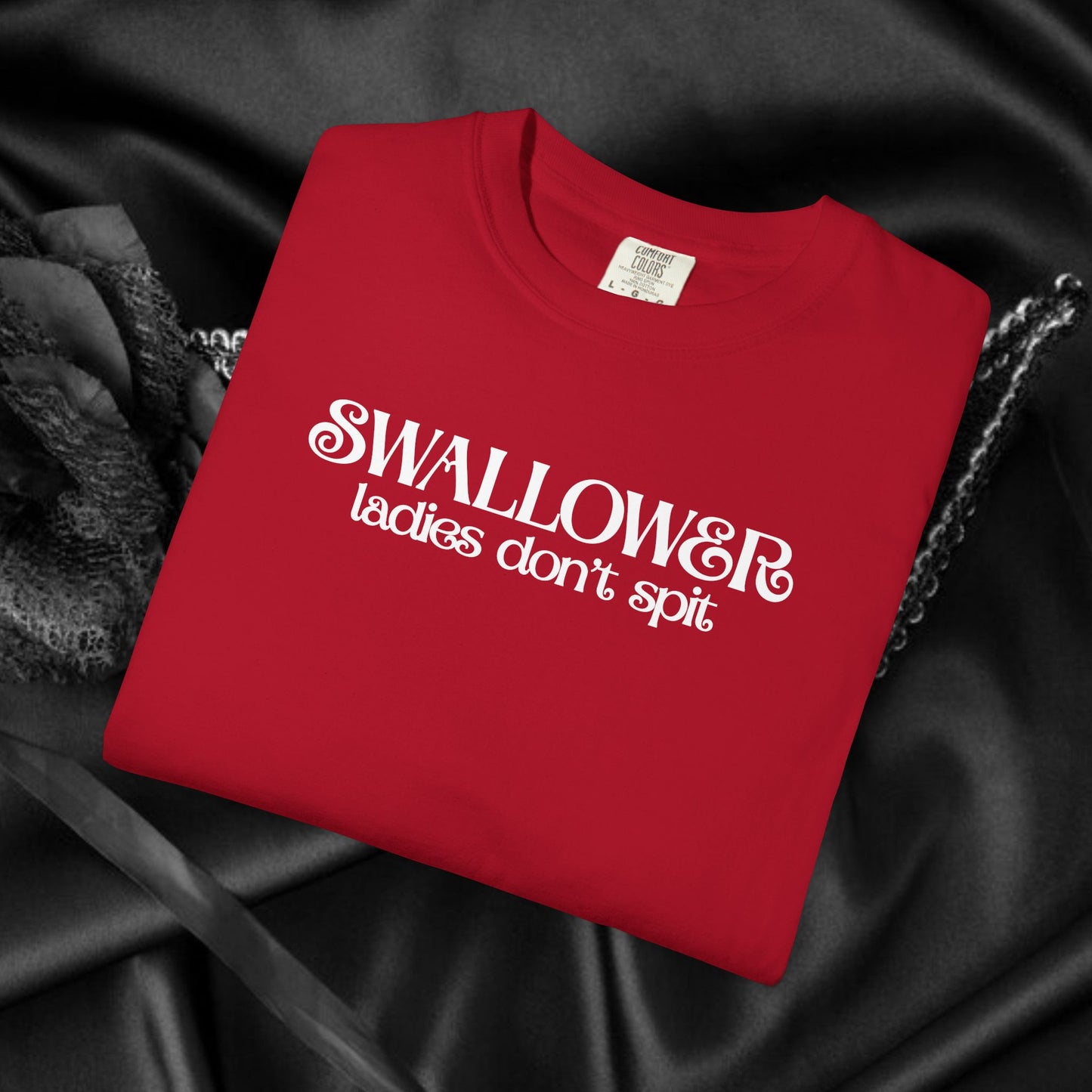 Naughty Swallower T-Shirt – Funny Oral Sex Tee for Women – Dirty Adult Humor Gift