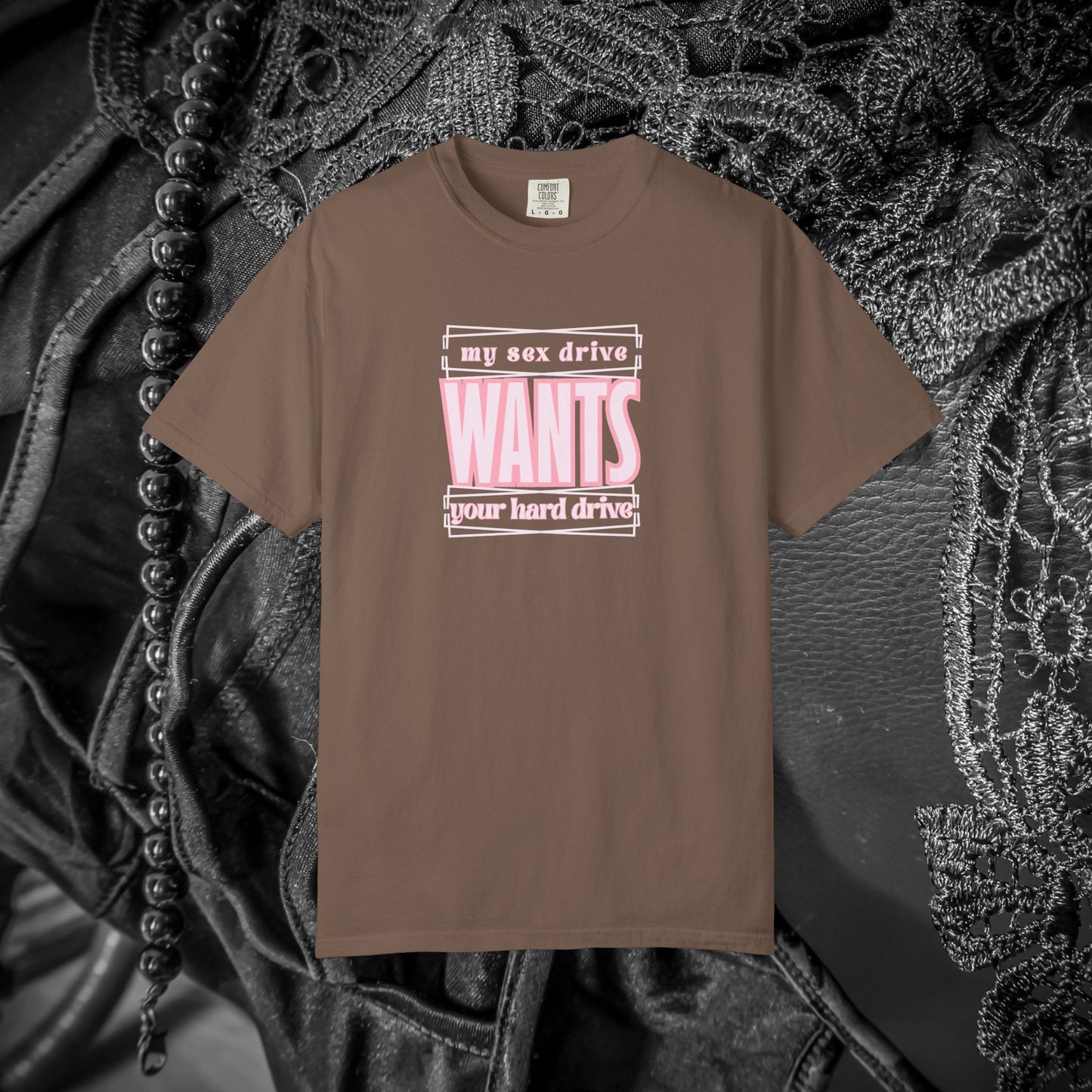 My Sex Drive Wants Your Hard Drive naughty suggestive women's t-shirt, fun adult apparel