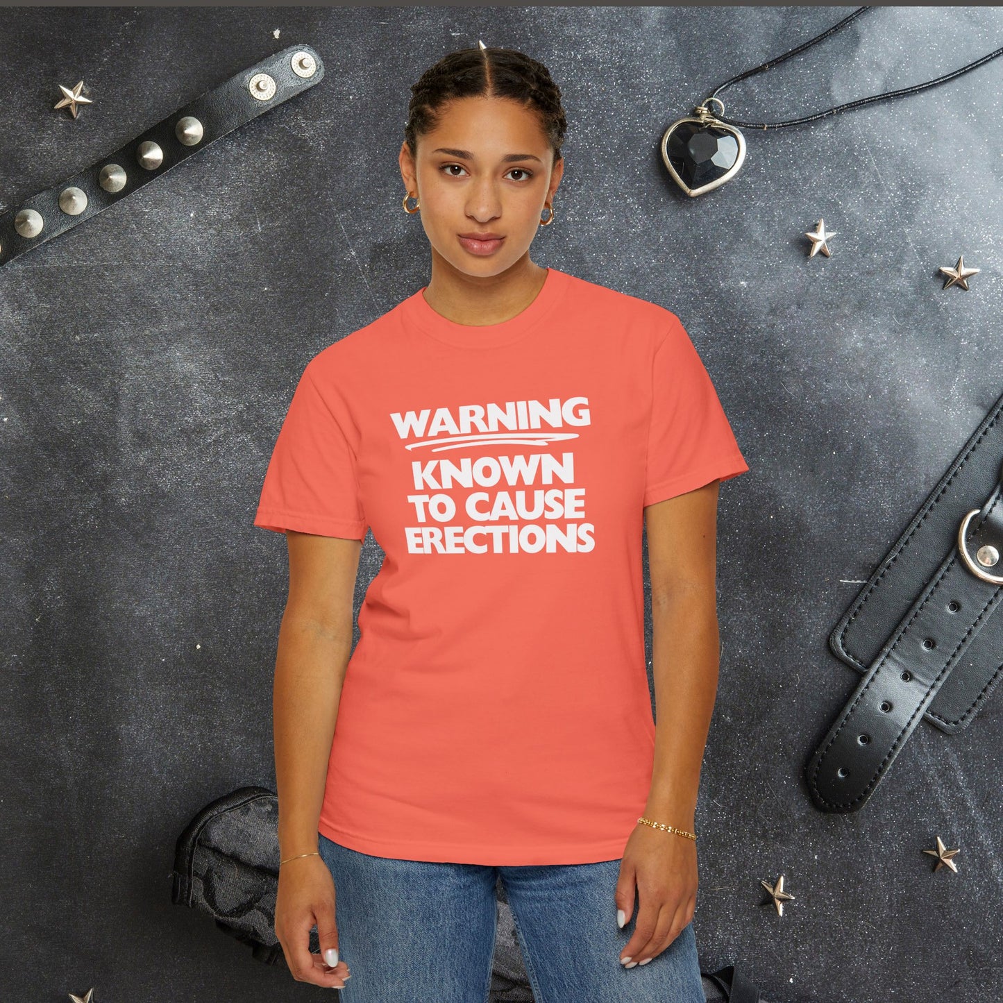 Naughty Shirt – WARNING Known to Cause Erections Adult Garment-Dyed Comfort Colors Tee