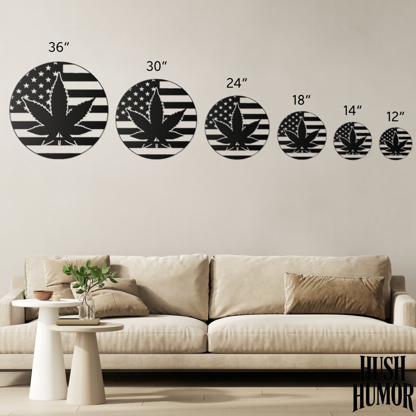 Metal Marijuana Leaf Patriotic Flag with Stars and Stripes Indoor Outdoor Weed Decor