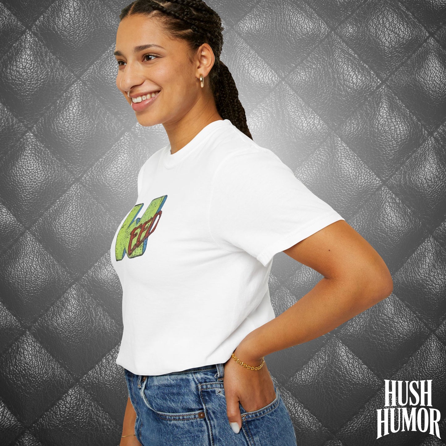 WEED Retro Graphic Tee | Stoner Girl Shirt, Funny Marijuana Meme Gift