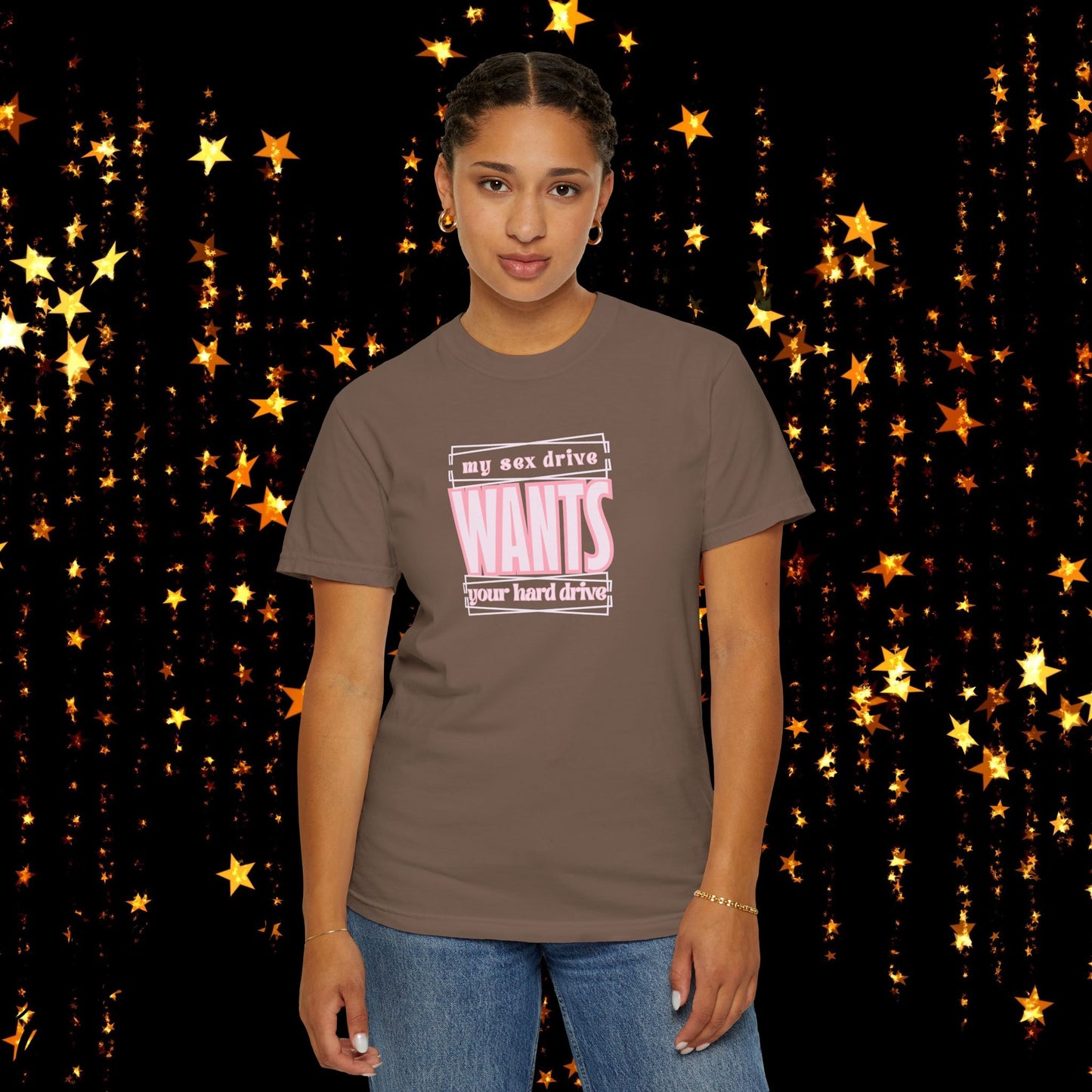 My Sex Drive Wants Your Hard Drive naughty suggestive women's t-shirt, fun adult apparel