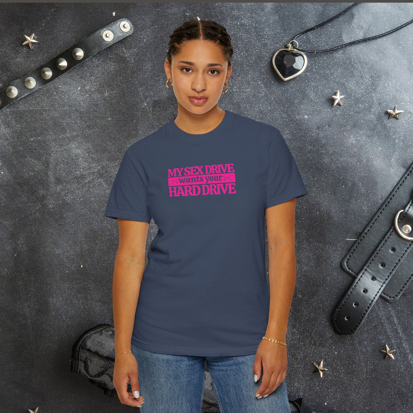 My Sex Drive Wants Your Hard Drive Naughty Women's Shirt – Suggestive Tee, Funny Gift, Sexy Apparel, Playful Party T-Shirt