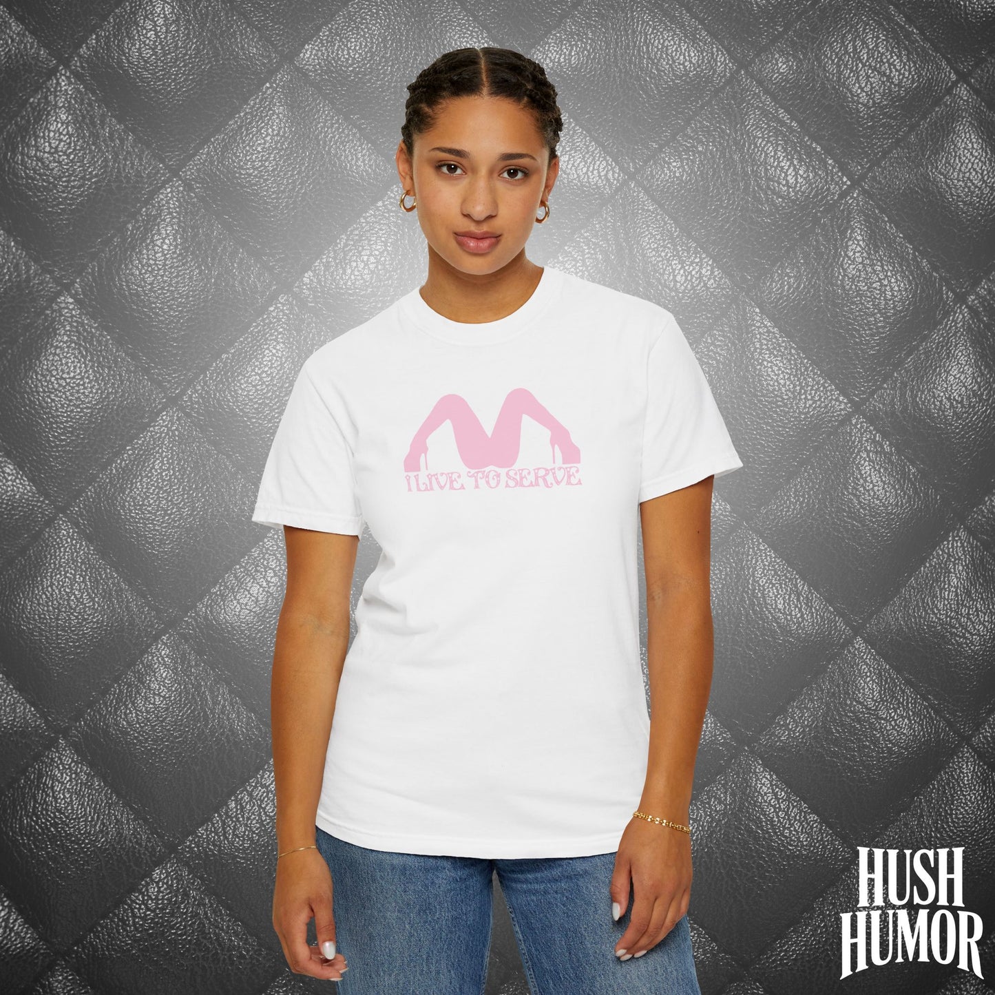I Live to Serve Submissive T-Shirt | BDSM Kink Shirt for Women Pink graphic tee