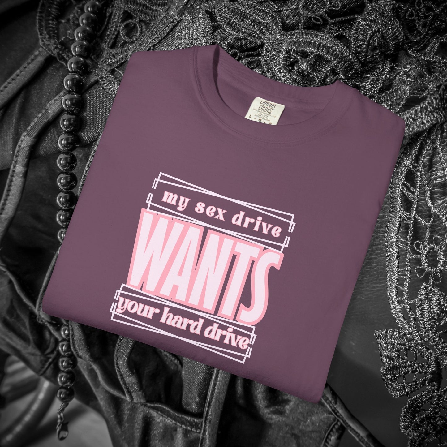 My Sex Drive Wants Your Hard Drive naughty suggestive women's t-shirt, fun adult apparel