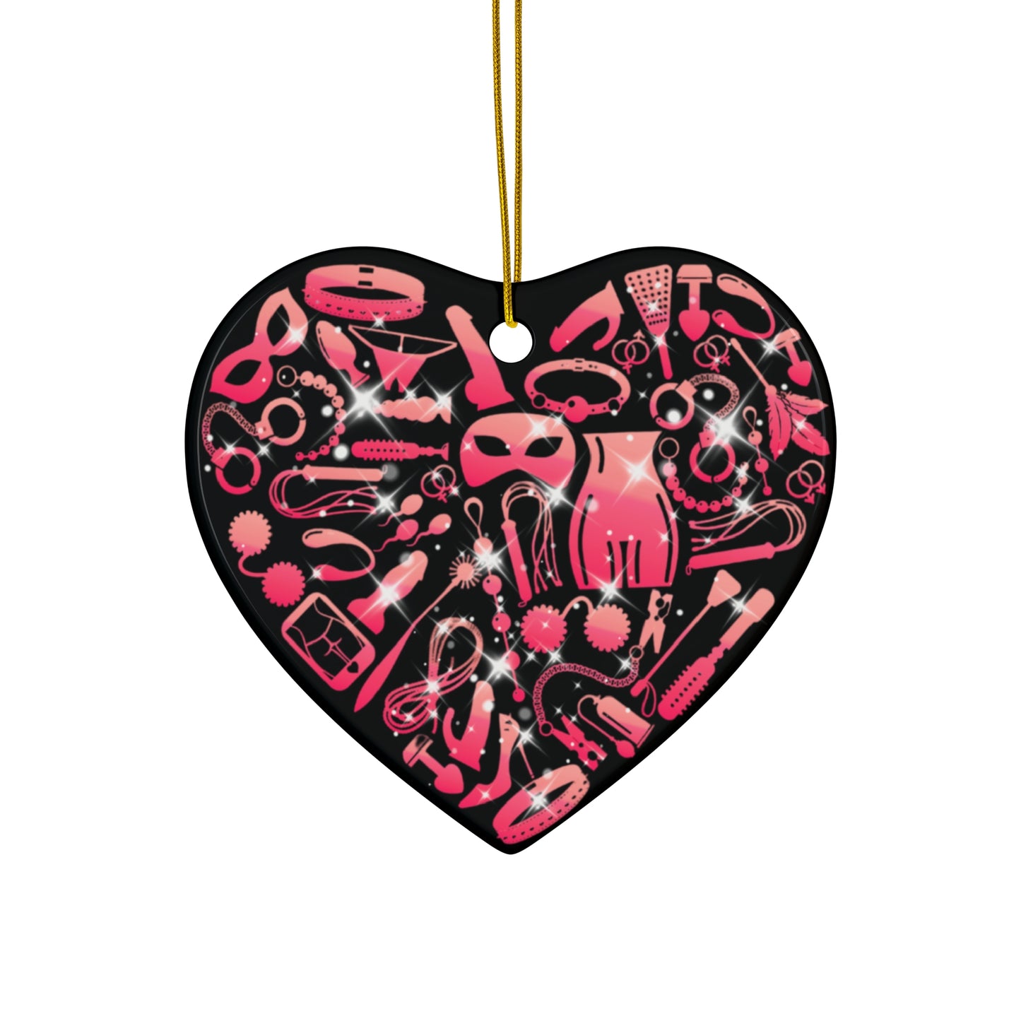 Naughty BDSM Heart Ornament – Sexy Holiday Gift, Kinky Christmas Tree Decor, NSFW Ornament for Freaky Couples