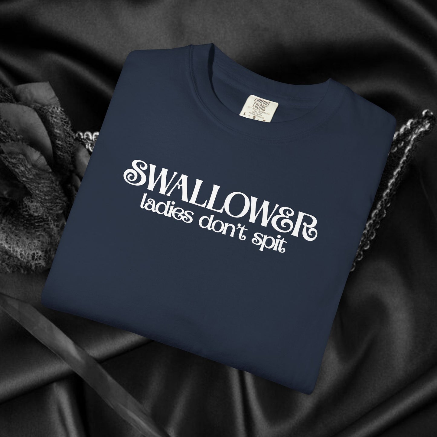 Naughty Swallower T-Shirt – Funny Oral Sex Tee for Women – Dirty Adult Humor Gift