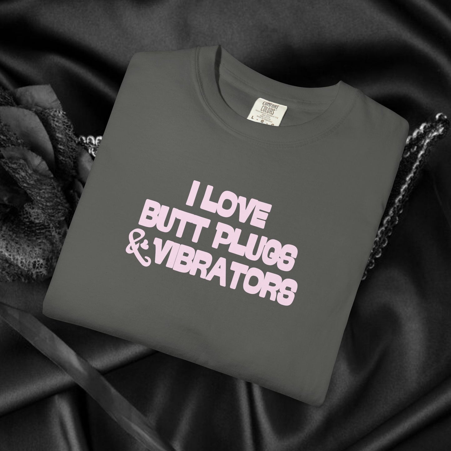 Naughty Women's Comfort Colors T-shirt, Funny Butt Plug & Vibrator Tee, Risque Party Apparel