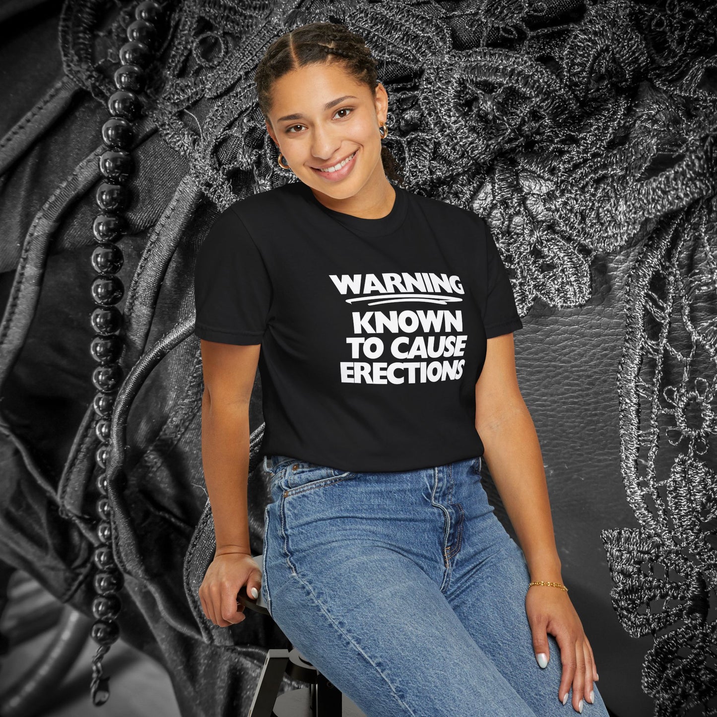 Naughty Shirt – WARNING Known to Cause Erections Adult Garment-Dyed Comfort Colors Tee