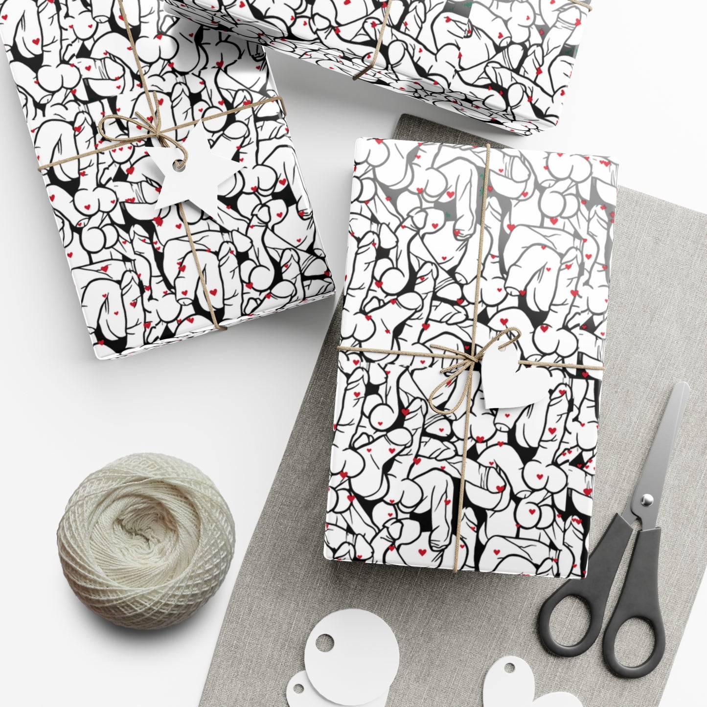 Black & White Penis Wrapping Paper – Funny Adult Willy Gift Wrap, Cute C*ck Gag Gift Paper