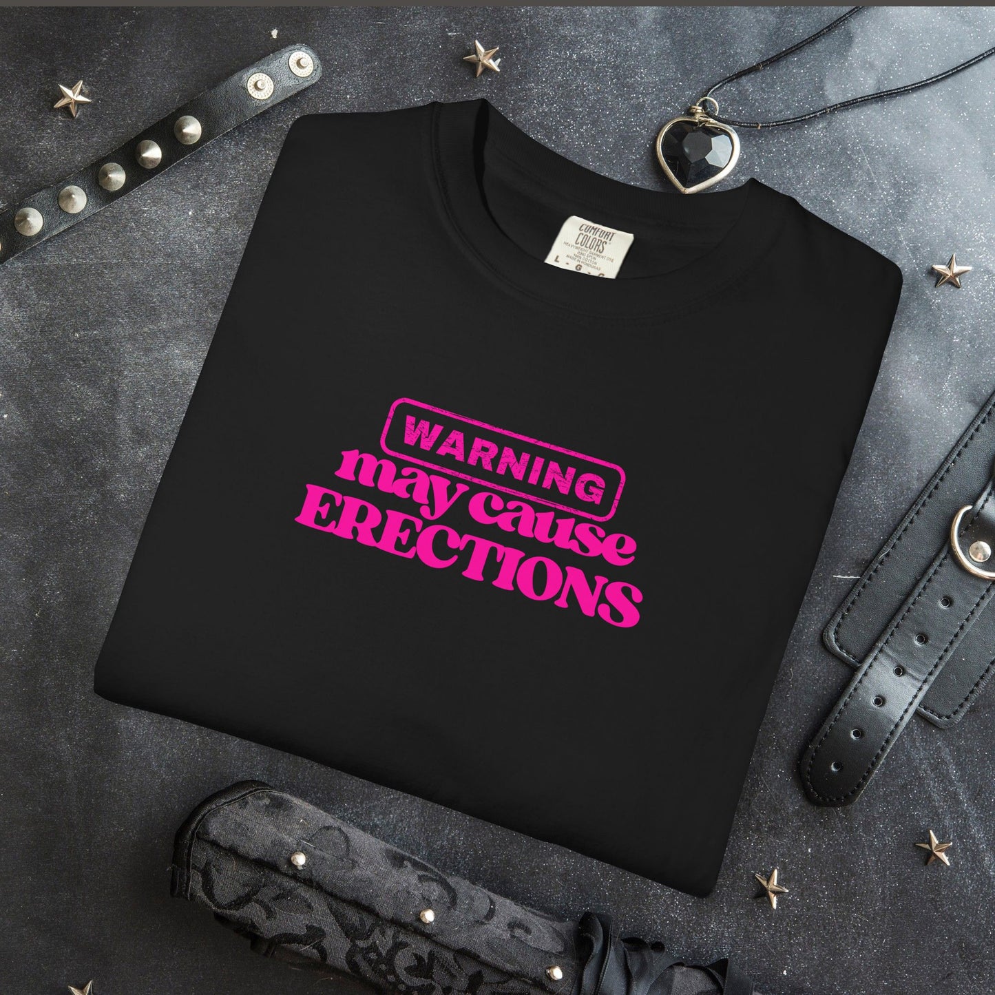 WARNING May Cause Erections Naughty Unisex T-Shirt – Inappropriate Comfort Colors Tee for Women