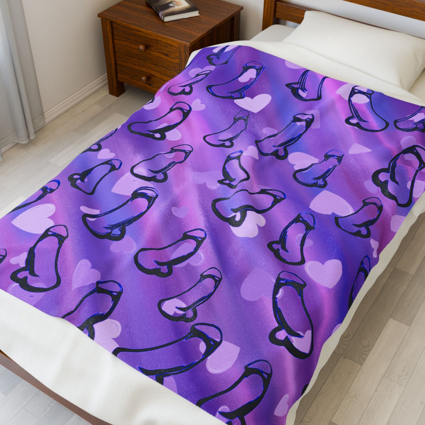Penis Lover Purple Penis Blanket Gift, Offensive Gag Gift, Rude Adult C*ck Blanket, Naughty Velveteen Plush Blanket