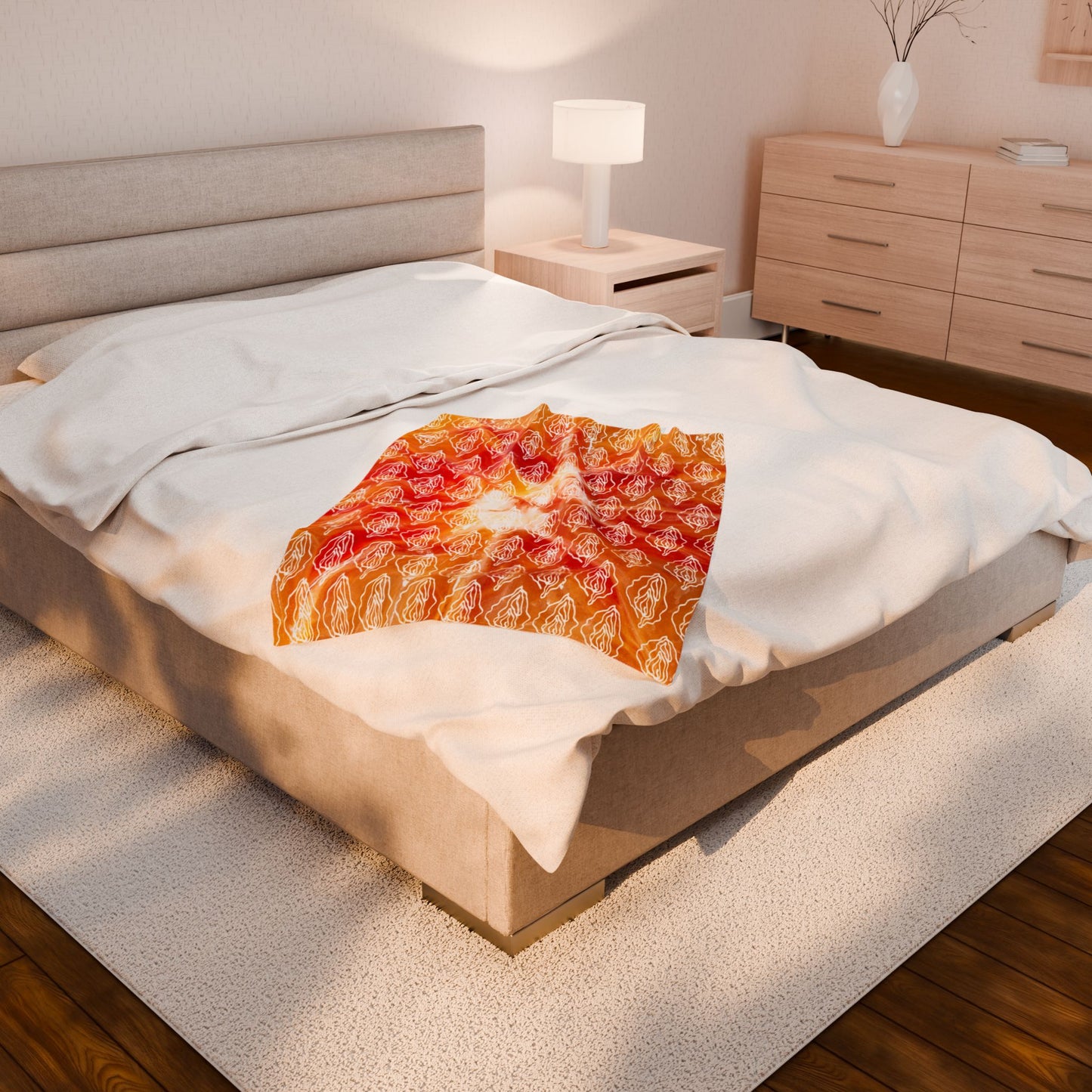 Firey Vagina Plush Blanket, Vagina Print, Sexy Feminist gift, Lesbian Bachelorette Gift