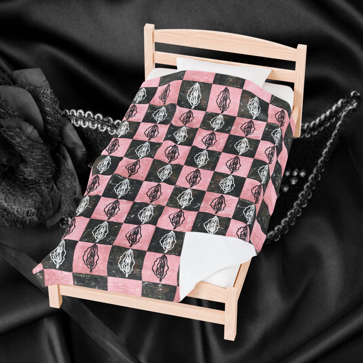 Vintage Style Female Sex Print Blanket, Sexy Feminist gift, Lesbian Bachelorette Gift idea