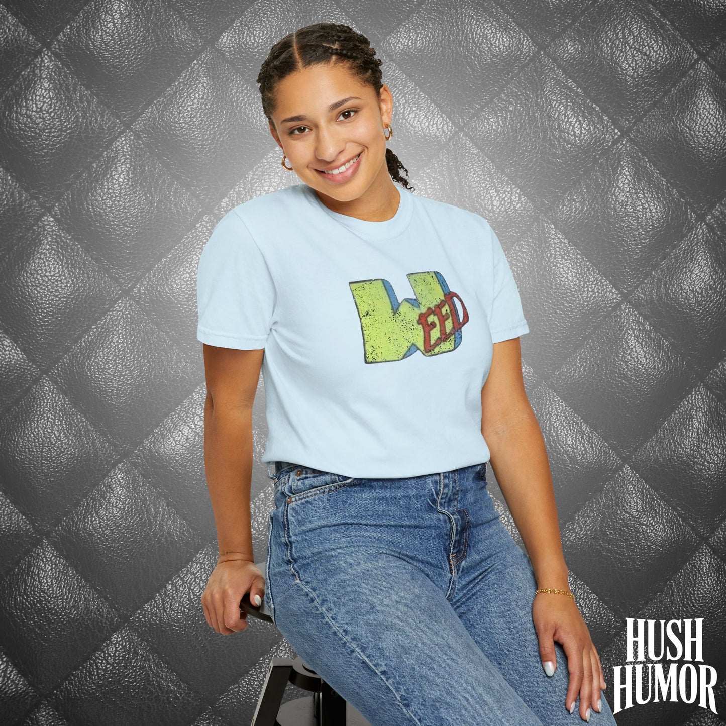 WEED Retro Graphic Tee | Stoner Girl Shirt, Funny Marijuana Meme Gift
