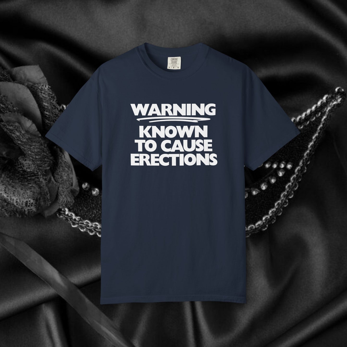 Naughty Shirt – WARNING Known to Cause Erections Adult Garment-Dyed Comfort Colors Tee