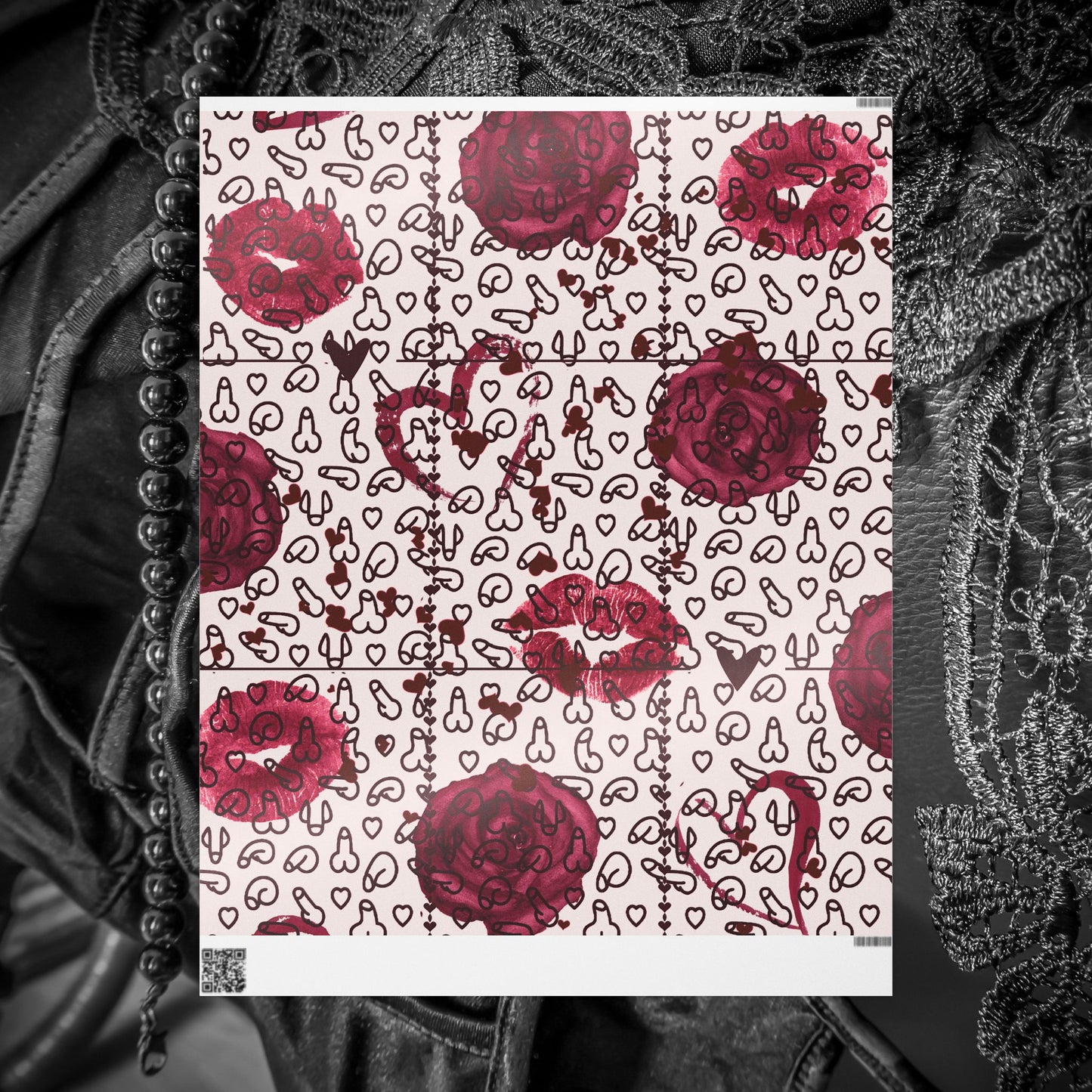 Sexy Penis Heart & Roses Gift Wrap, Stylish Packaging for Birthdays, Holidays