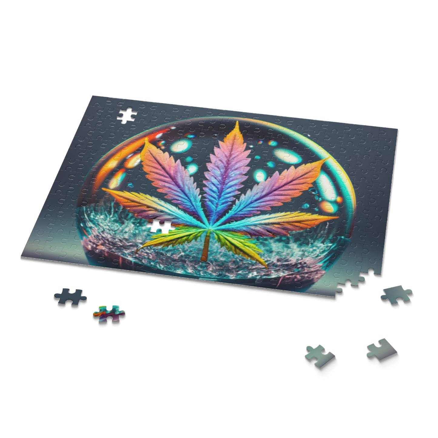 Psychedelic Leaf Tripping in a Glass Orb – Vibrant Adult Jigsaw Puzzle