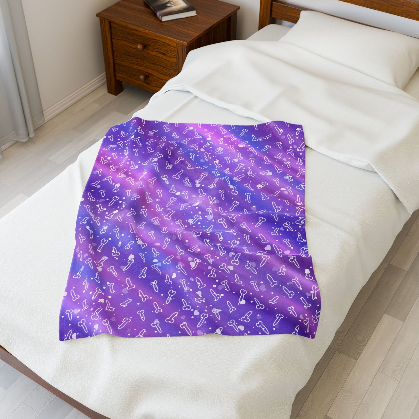Penis Blanket with White Hearts | Fun Adult Beach Blanket | Offensive Gag Gift