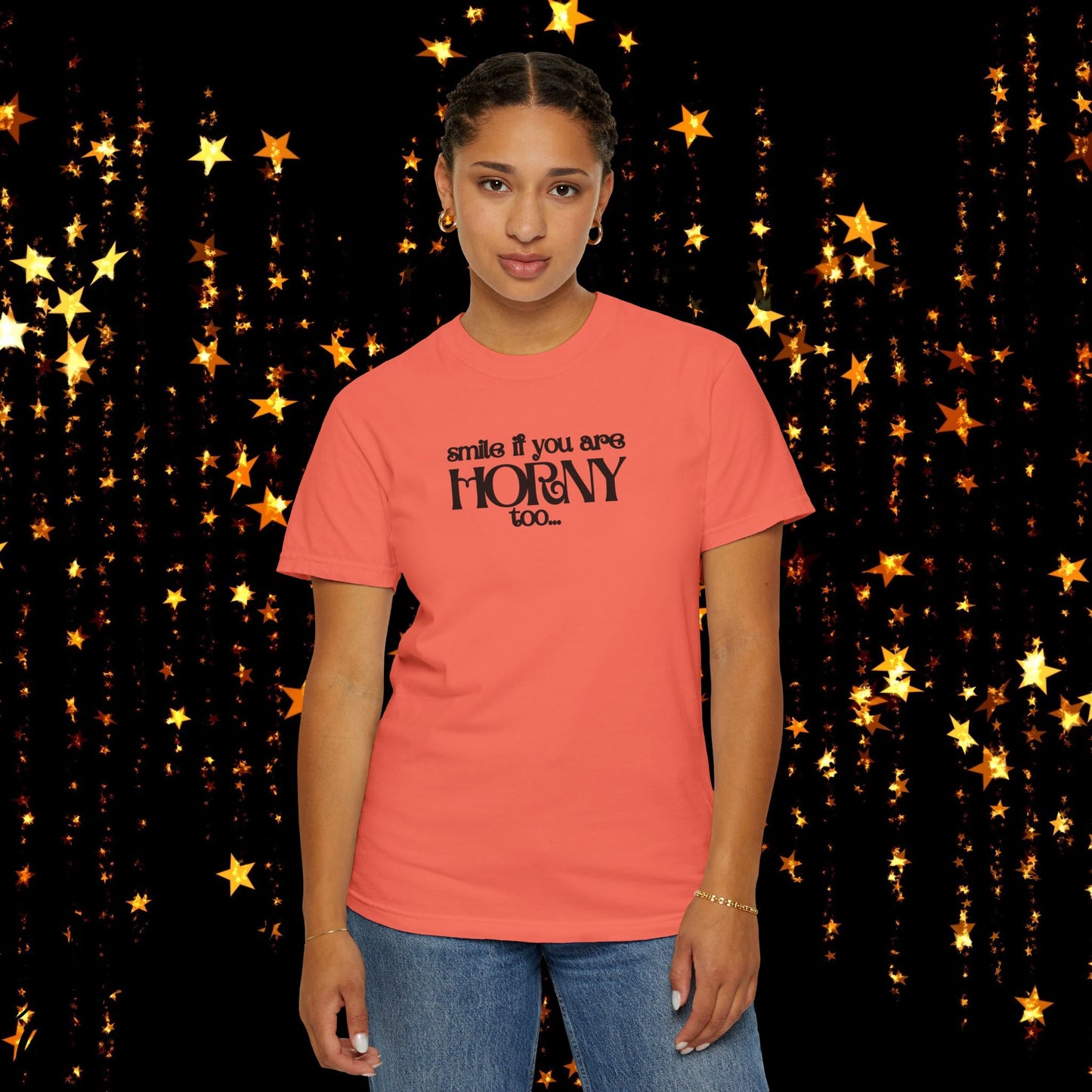 Smile If You Are Horny Too Naughty Women's Shirt – Fun Wife Gift, Offensive Comfort Colors NSFW T-Shirt, Dirty Joke Tee, Rude Ladies Top