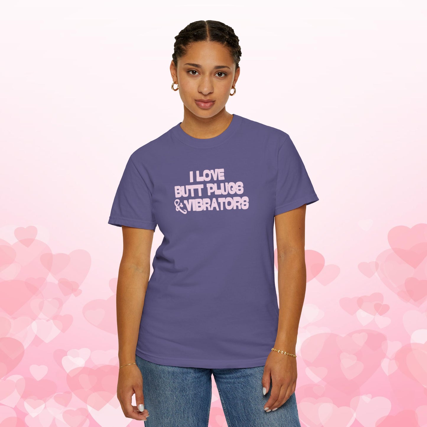 Naughty Women's Comfort Colors T-shirt, Funny Butt Plug & Vibrator Tee, Risque Party Apparel