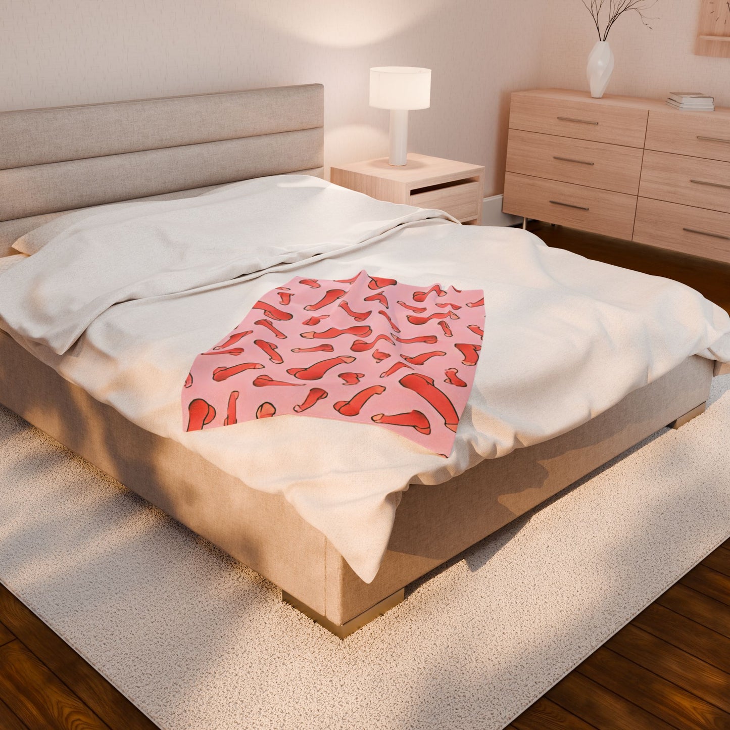 Pink C*ck Blanket – Naughty Willy Throw for Adults, Funny NSFW Penis Gift