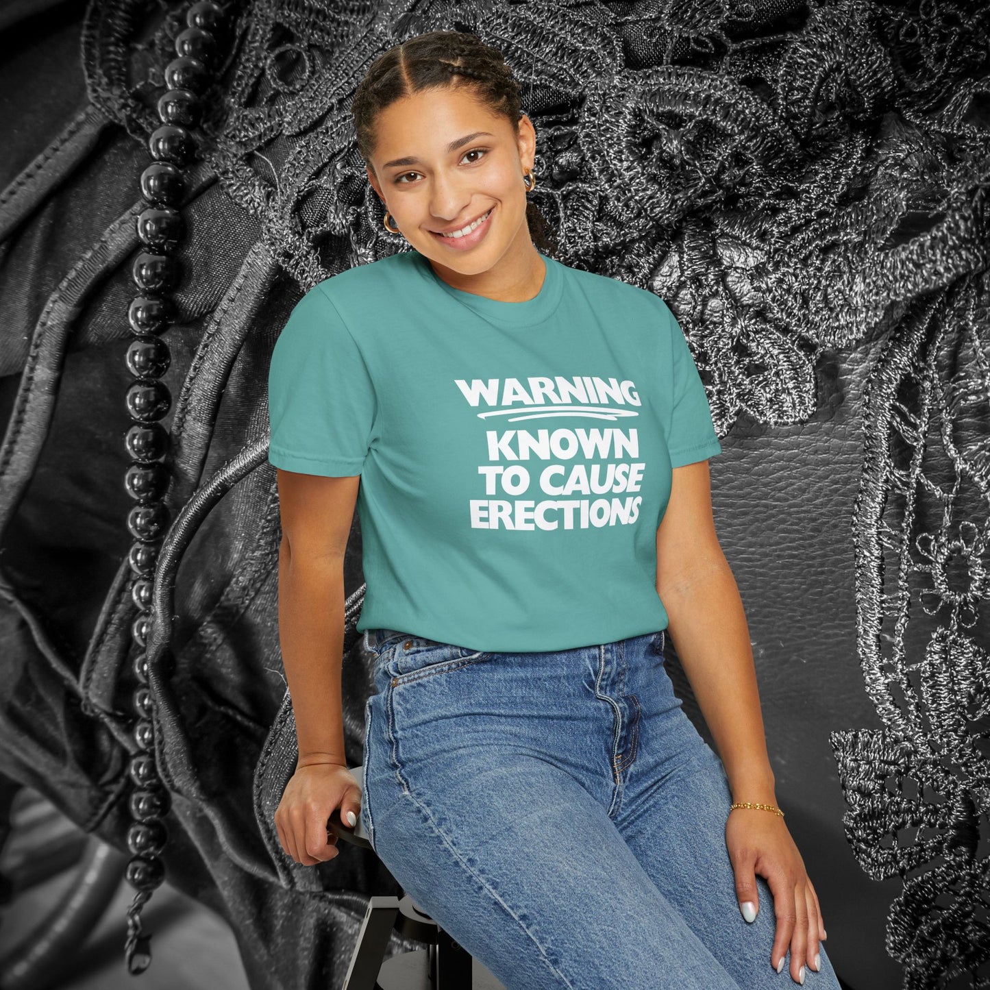 Naughty Shirt – WARNING Known to Cause Erections Adult Garment-Dyed Comfort Colors Tee