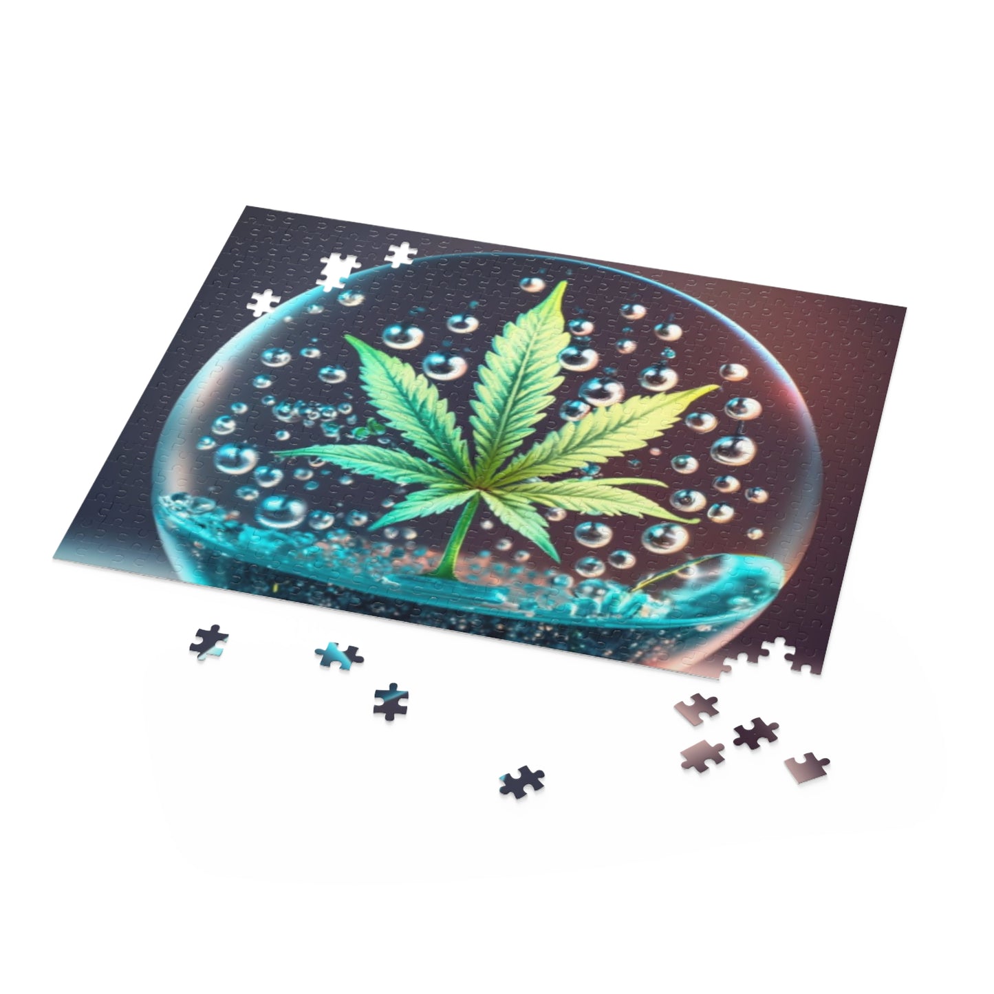 Couch Trip Puzzle – Dreamy Bubble Art with Leaf in Glass Orb | Funny Trippy Jigsaw Gift for Adults