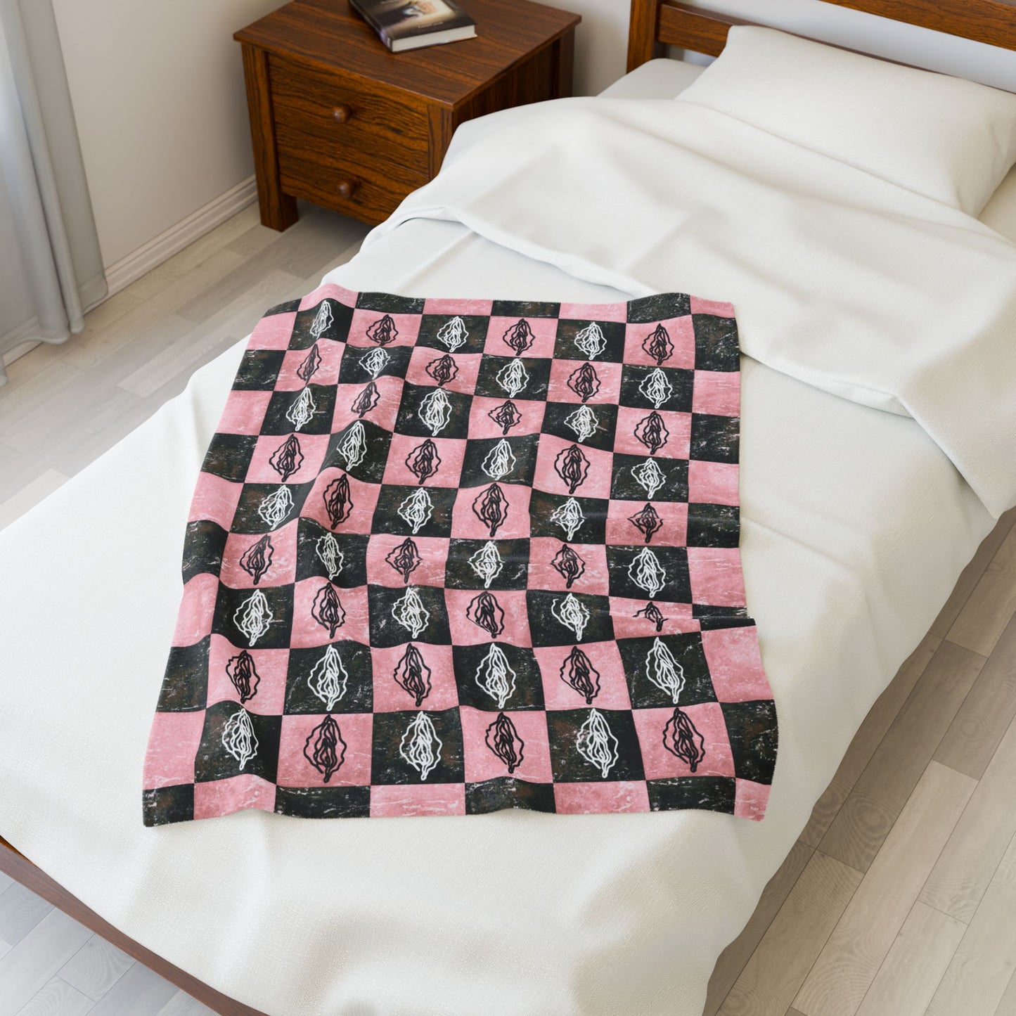 Vintage Style Female Sex Print Blanket, Sexy Feminist gift, Lesbian Bachelorette Gift idea