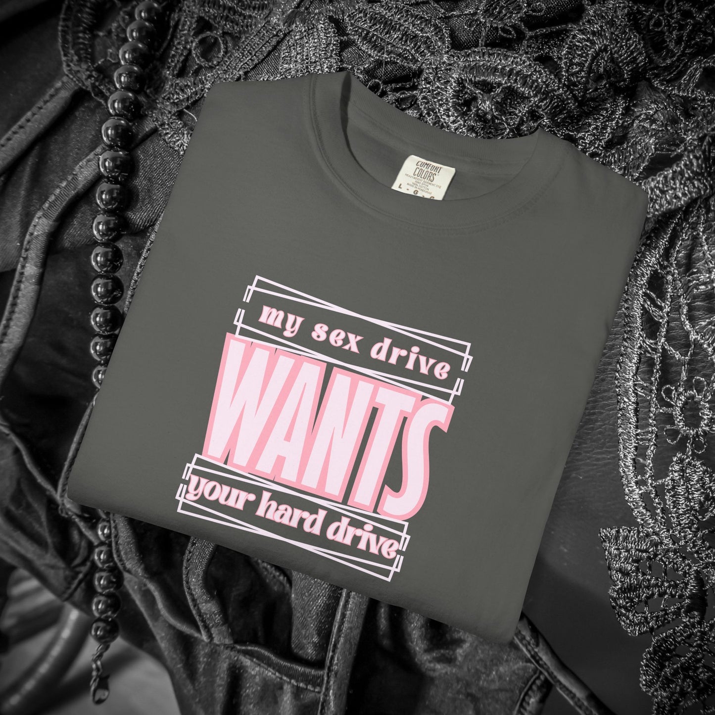 My Sex Drive Wants Your Hard Drive naughty suggestive women's t-shirt, fun adult apparel