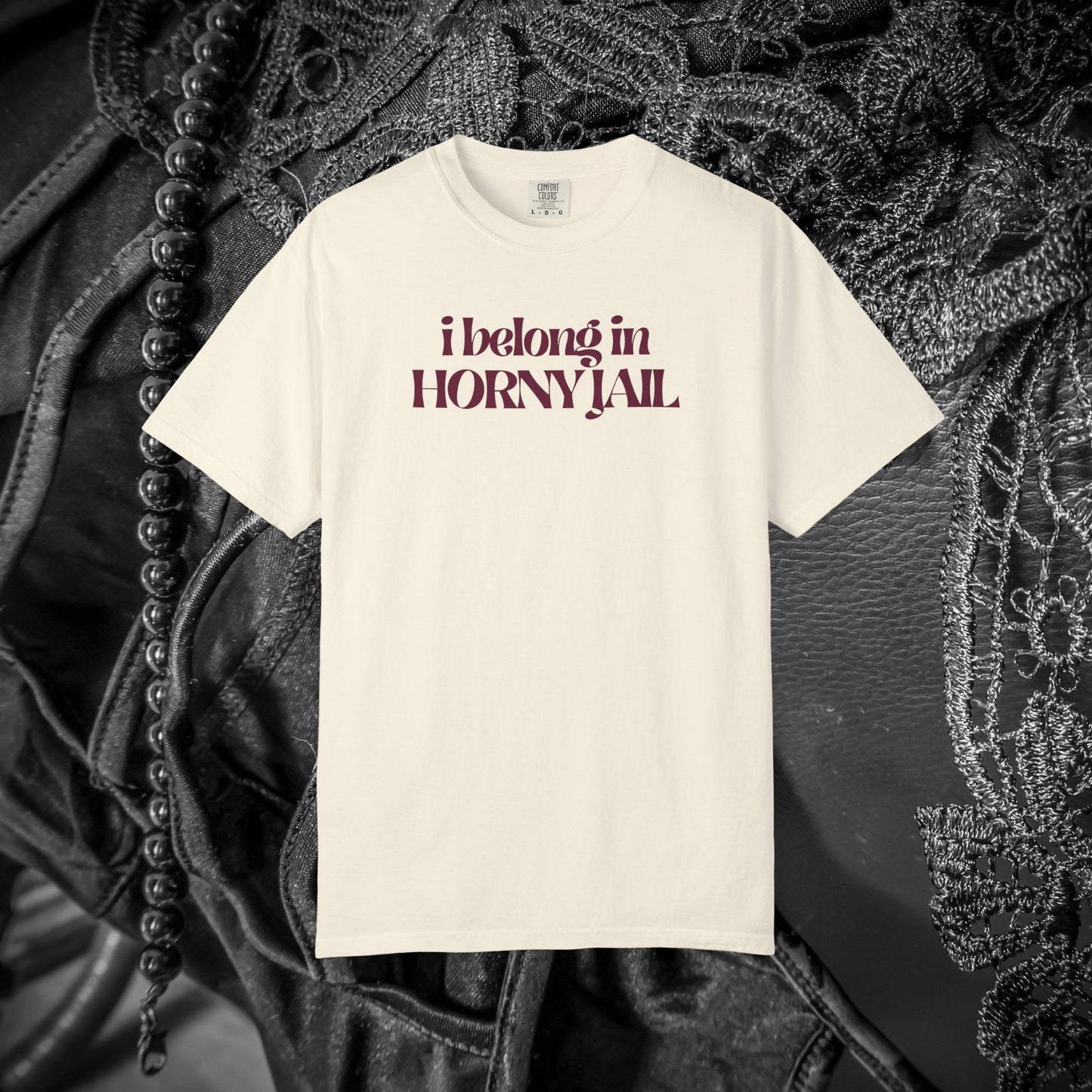 I Belong in Horny Jail, Fun Adult Gift, Inappropriate Offensive Ladies tshirt