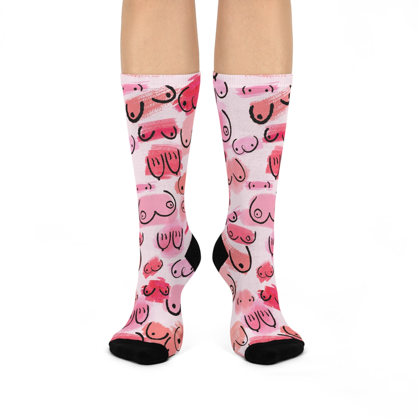 Funny Adult Titties Boob Socks – Lesbian & Gay Girl Gift, Naughty Crew Socks, Hilarious Boobie Admirer Cushioned Novelty Socks