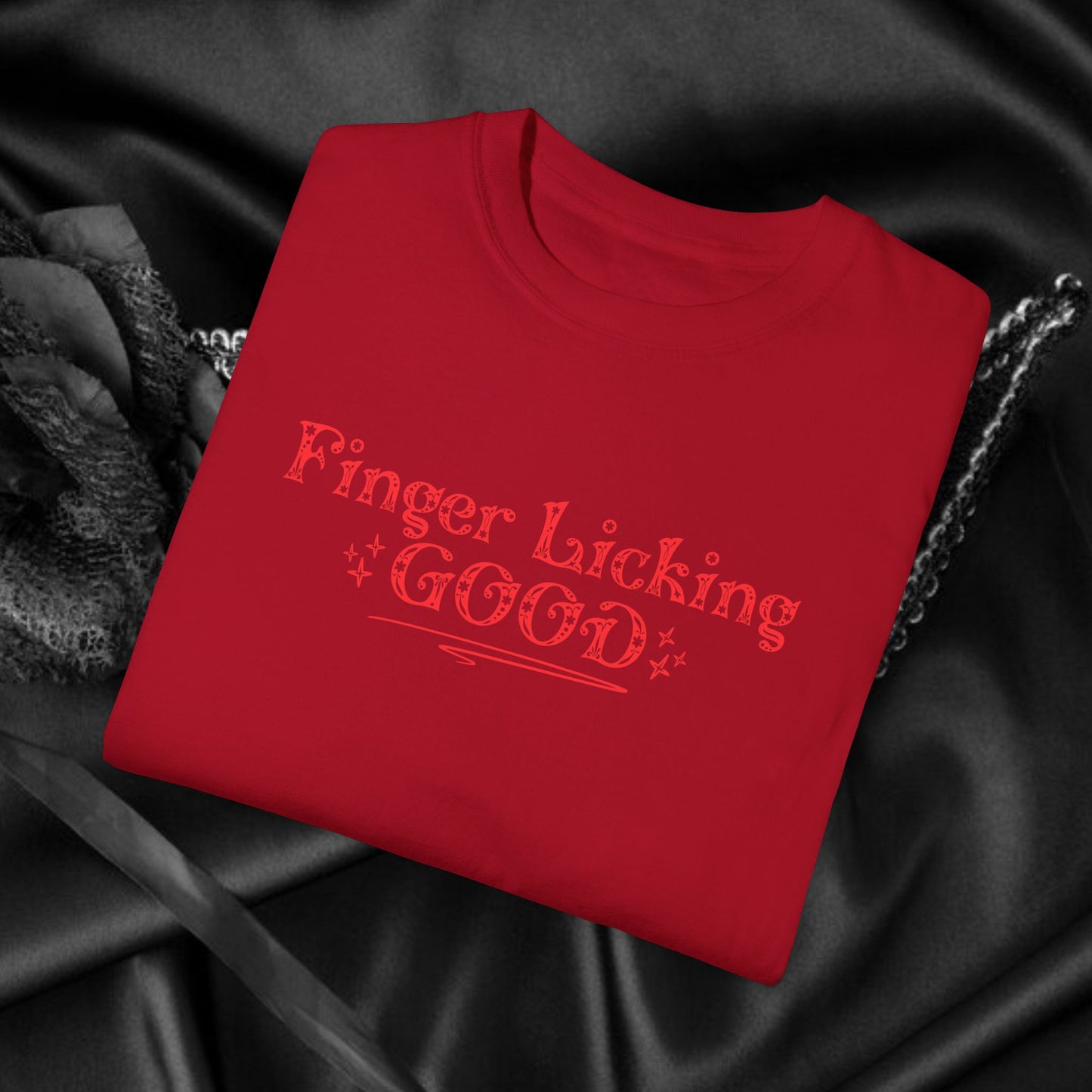 Finger Licking Good Naughty Women’s T-Shirt – Funny Comfort Colors Tee, Inappropriate Adult Humor Gift