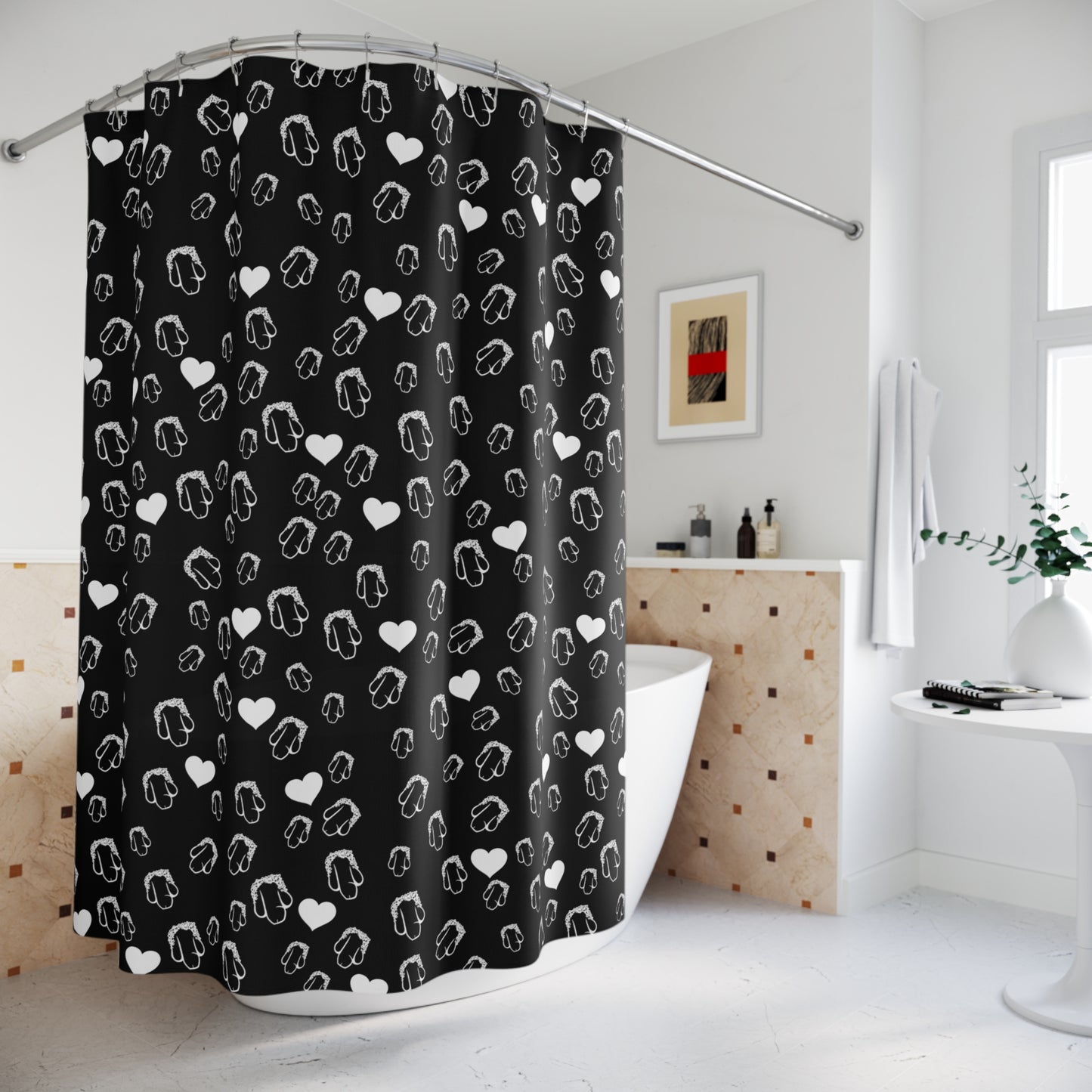 Penis Shower Curtain Black & White Sexy Shower Curtain, Naughty bathroom decor