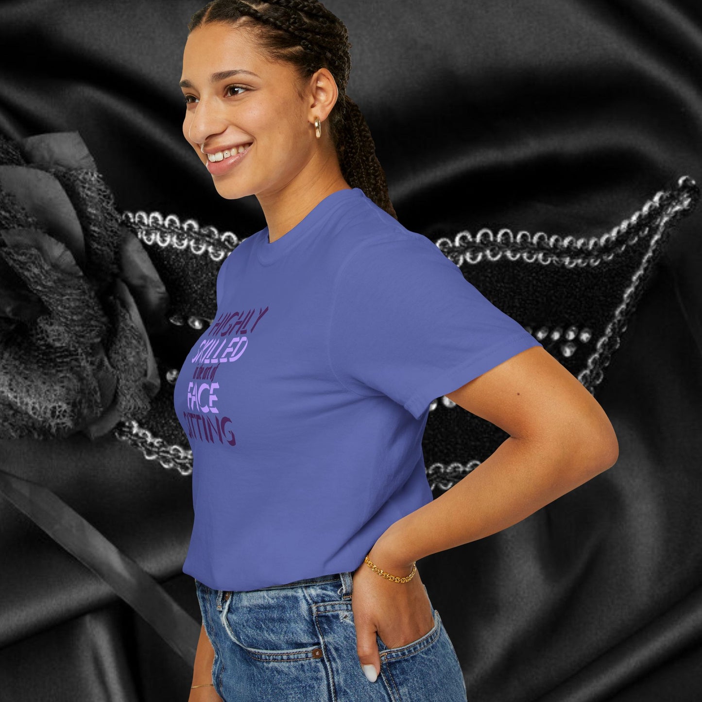 Naughty Women Face Sitting T-Shirt – Funny FEMdom Oral Sex NSFW Unisex Garment-Dyed Tee