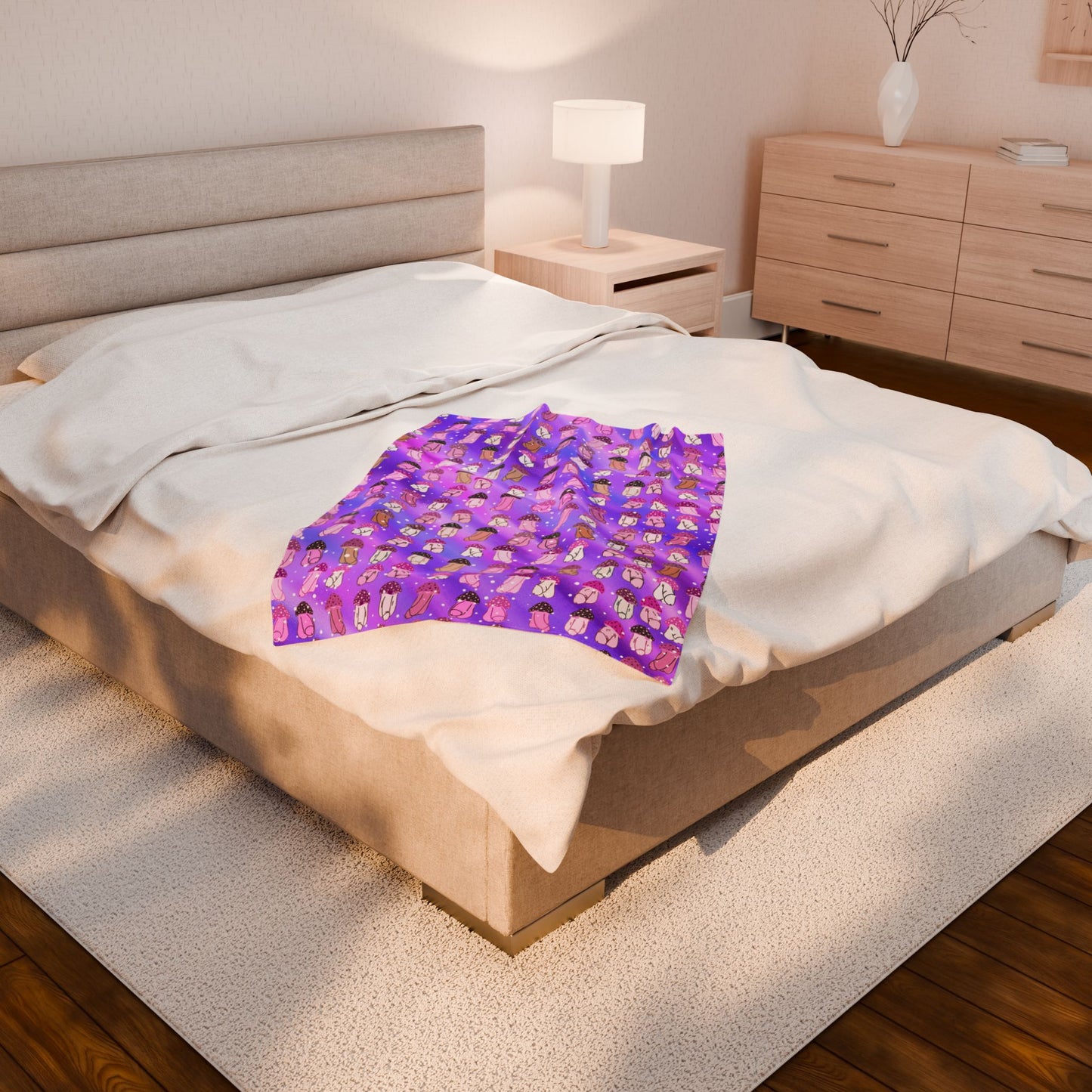 Mushroom Penis Purple Sofa Blanket | Offensive Adult Gag Gift | Rude C*ck Blanket