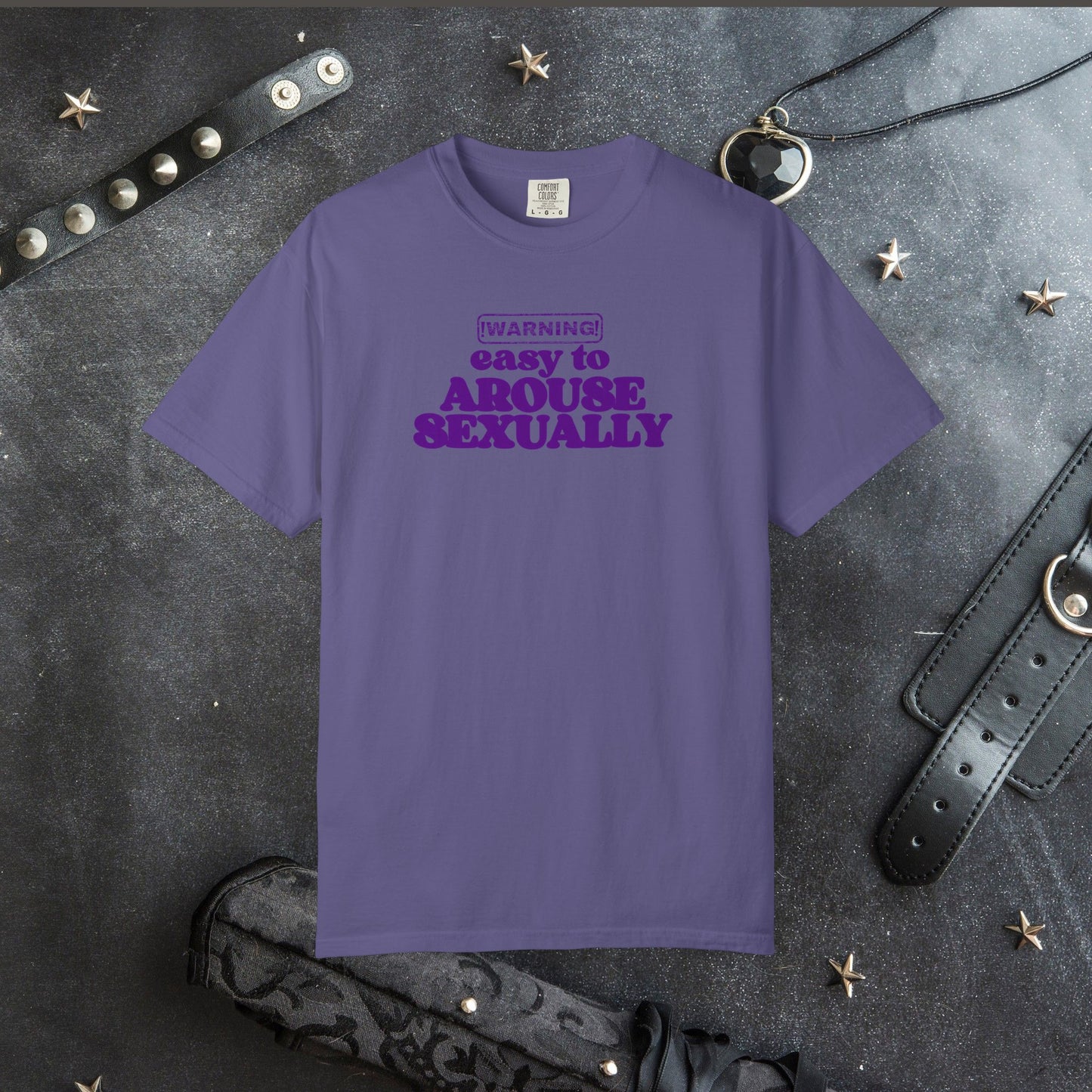 Naughty Girl Sexy T-Shirt – Comfort Colors Hot Wife Tee, Inappropriate NSFW Party Top, Easy to Arouse Unisex Garment-Dyed Shirt