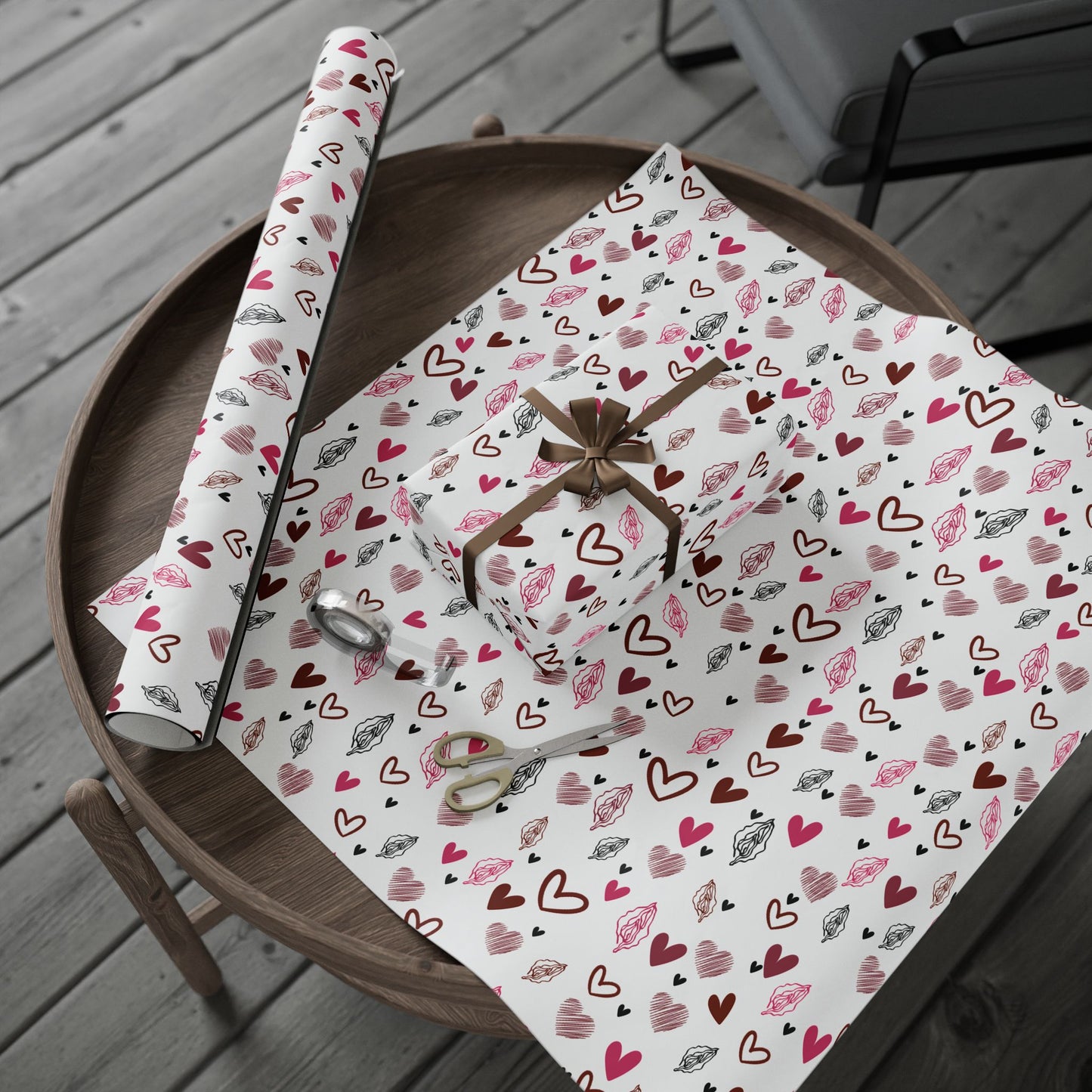 Sexy Vagina Heart Wrapping Paper β Naughty Lesbian Gift Wrap for Bachelorettes, Feminist Gifts & Adult Occasions