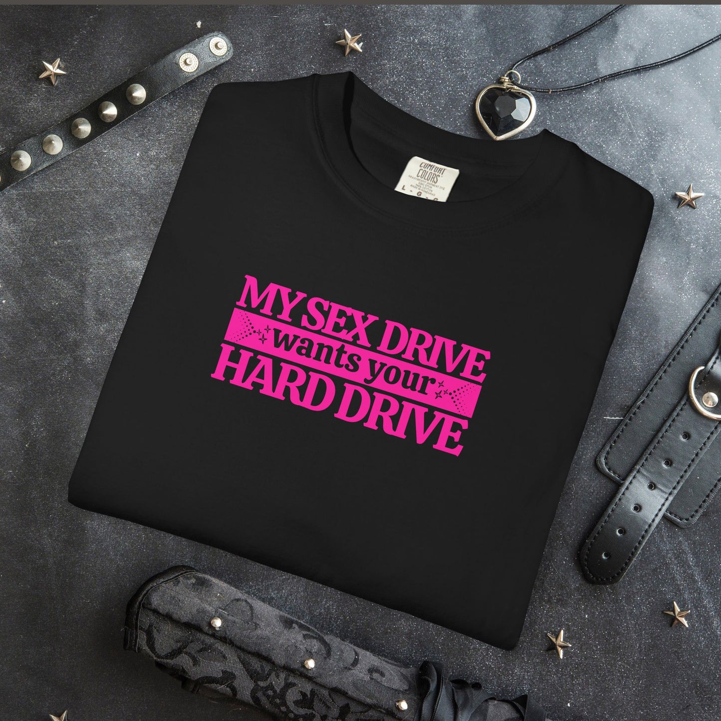 My Sex Drive Wants Your Hard Drive Naughty Women's Shirt – Suggestive Tee, Funny Gift, Sexy Apparel, Playful Party T-Shirt