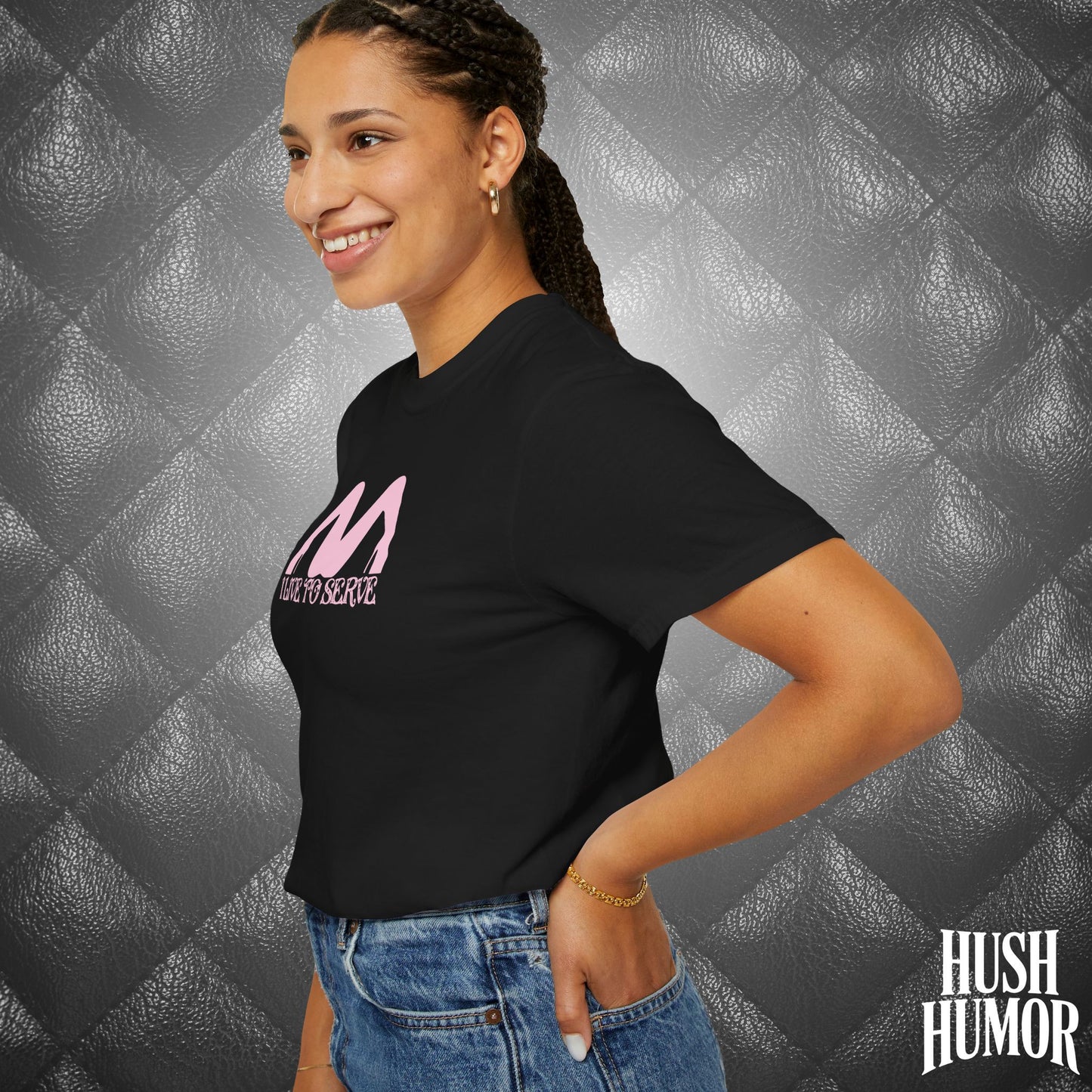 I Live to Serve Submissive T-Shirt | BDSM Kink Shirt for Women Pink graphic tee