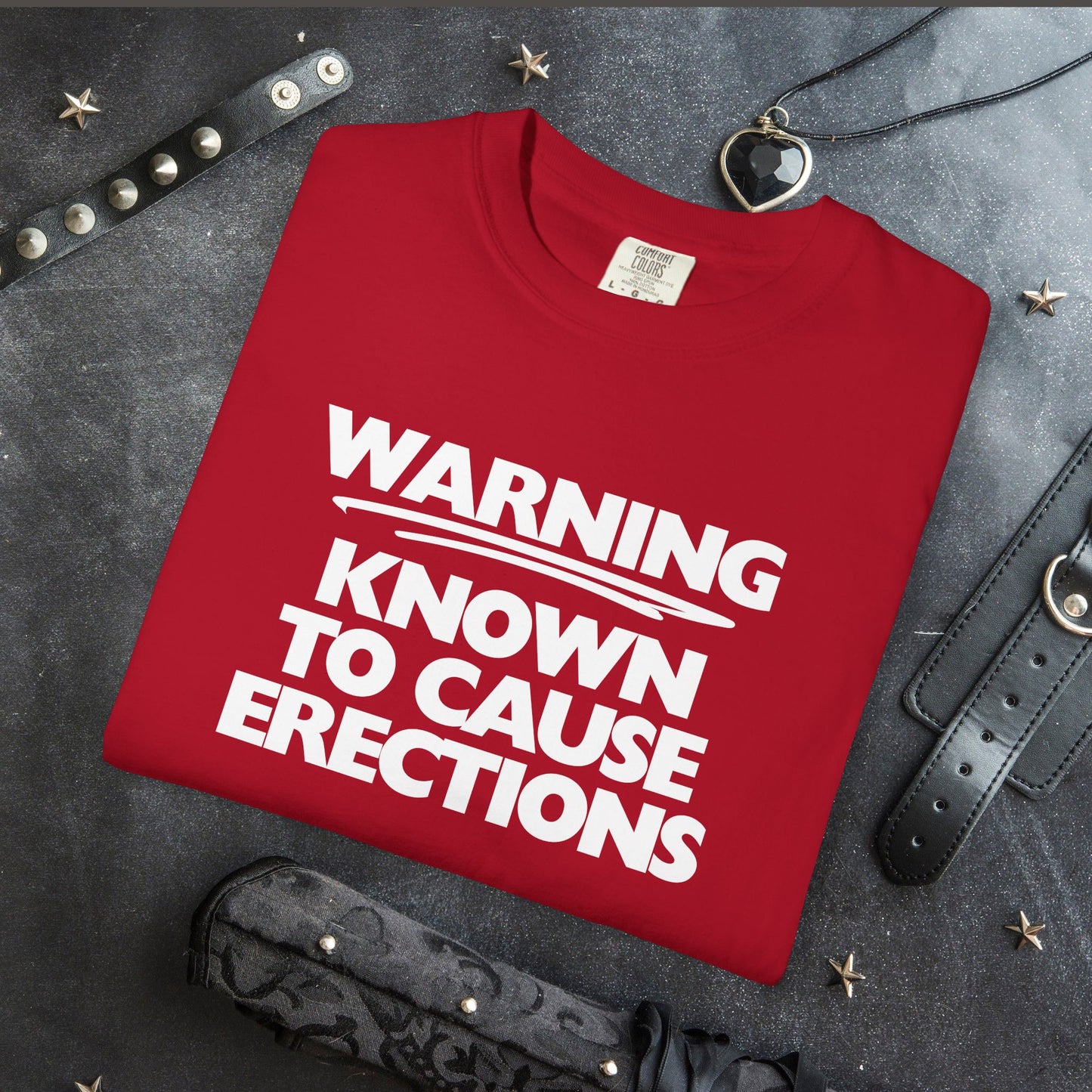 Naughty Shirt – WARNING Known to Cause Erections Adult Garment-Dyed Comfort Colors Tee